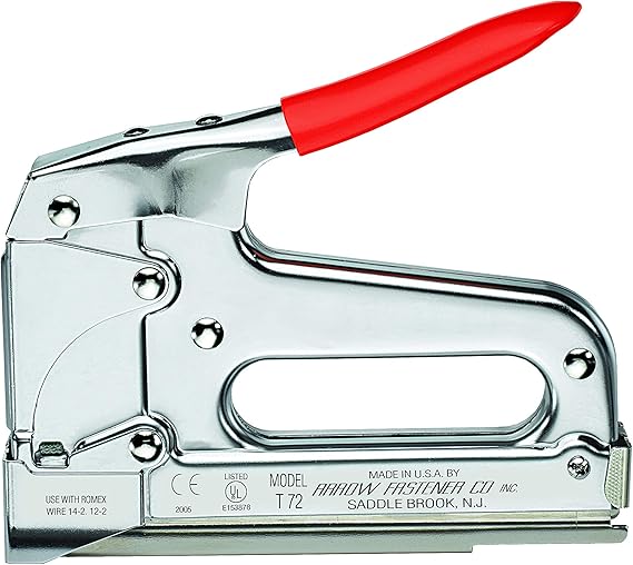 Arrow T72 Heavy Duty Wire and Cable Staple Gun, Manual Stapler for