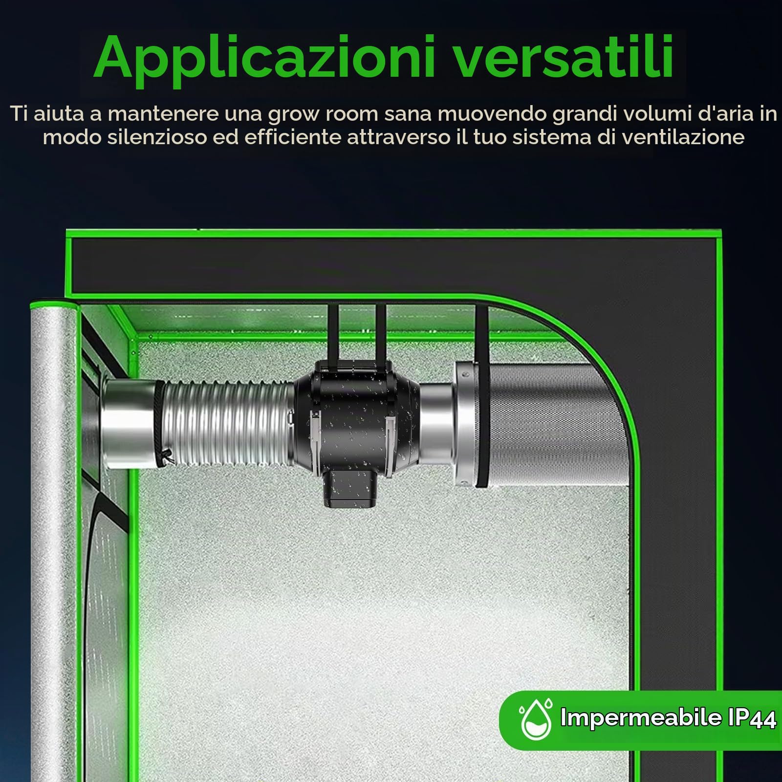 Diealles Shine 100mm Ventola Aspirazione Regolabile 360m³/h Estrattore Aria in Linea con Controllore di velocità Variabile per Bagno, Ventilazione, Tende di Crescita, Coltura Idroponica