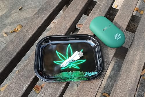 Miniatura 7 de Bandeja rodante de metal pequeña de alta calidad, 7 x 5.5 x 0.6 pulgadas, bonita bandeja decorativa MAICHENG para almacenamiento y viajes, diseño de