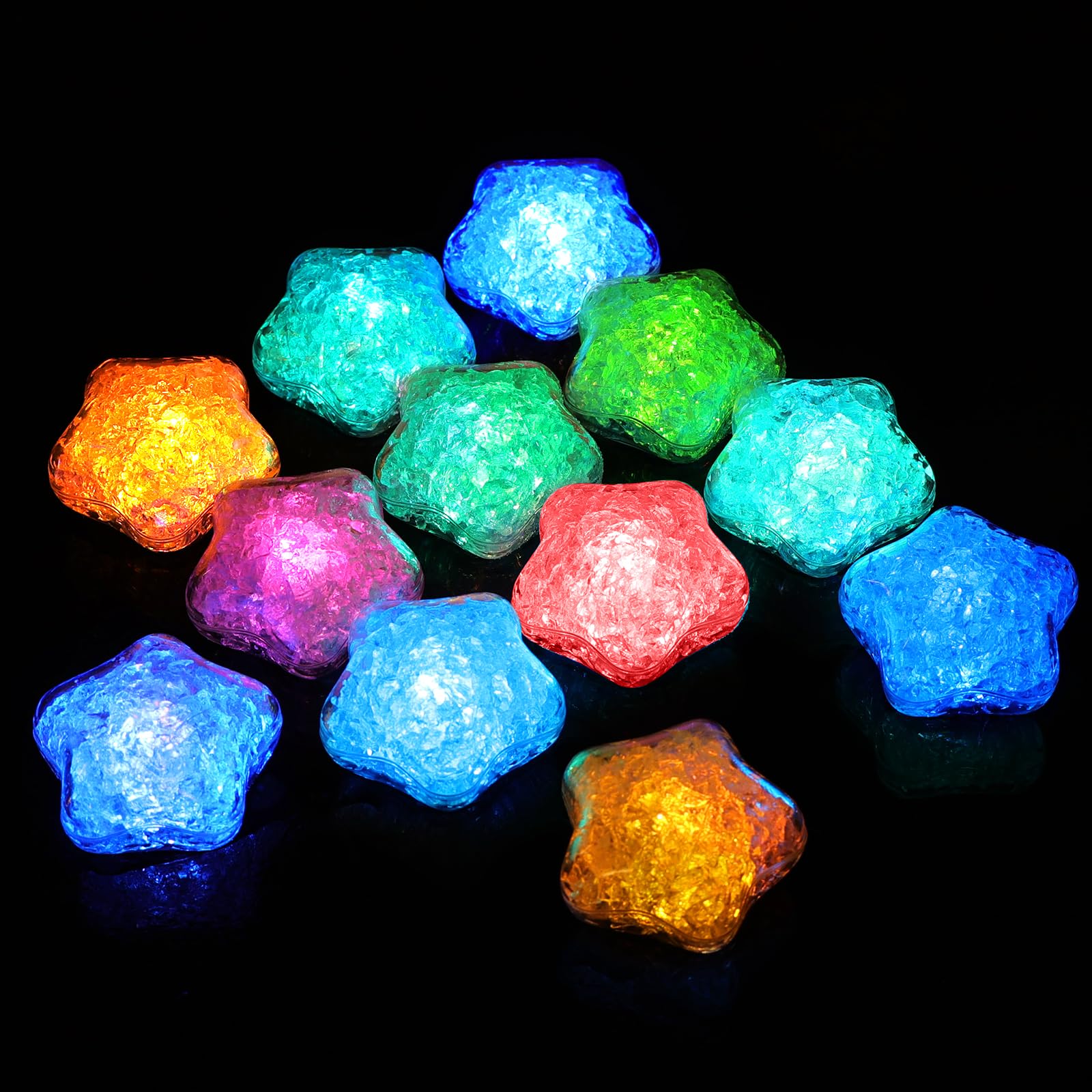 Aolso LED Light Up Bath Toys - 12 PCS Colorful Twinkle Stars Baby Floating Toys for Toddlers