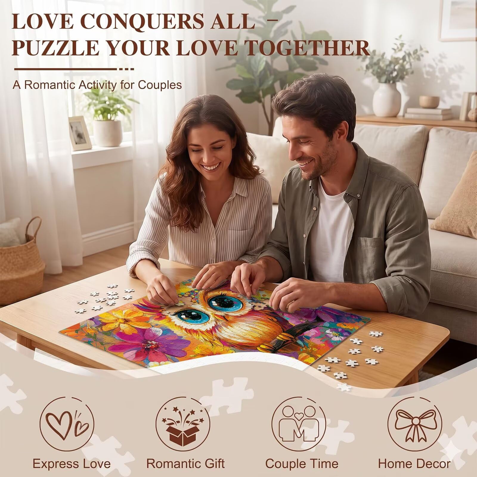 gufo Carino Puzzle 4000 Pezzi per Adulti, Puzzle in Legno - Collezione Classica con Poster Incluso - Sfida di Concentrazione e Passatempo Antistress, Gioco Educativo per Famiglia, 141 x 87 cm f0-723