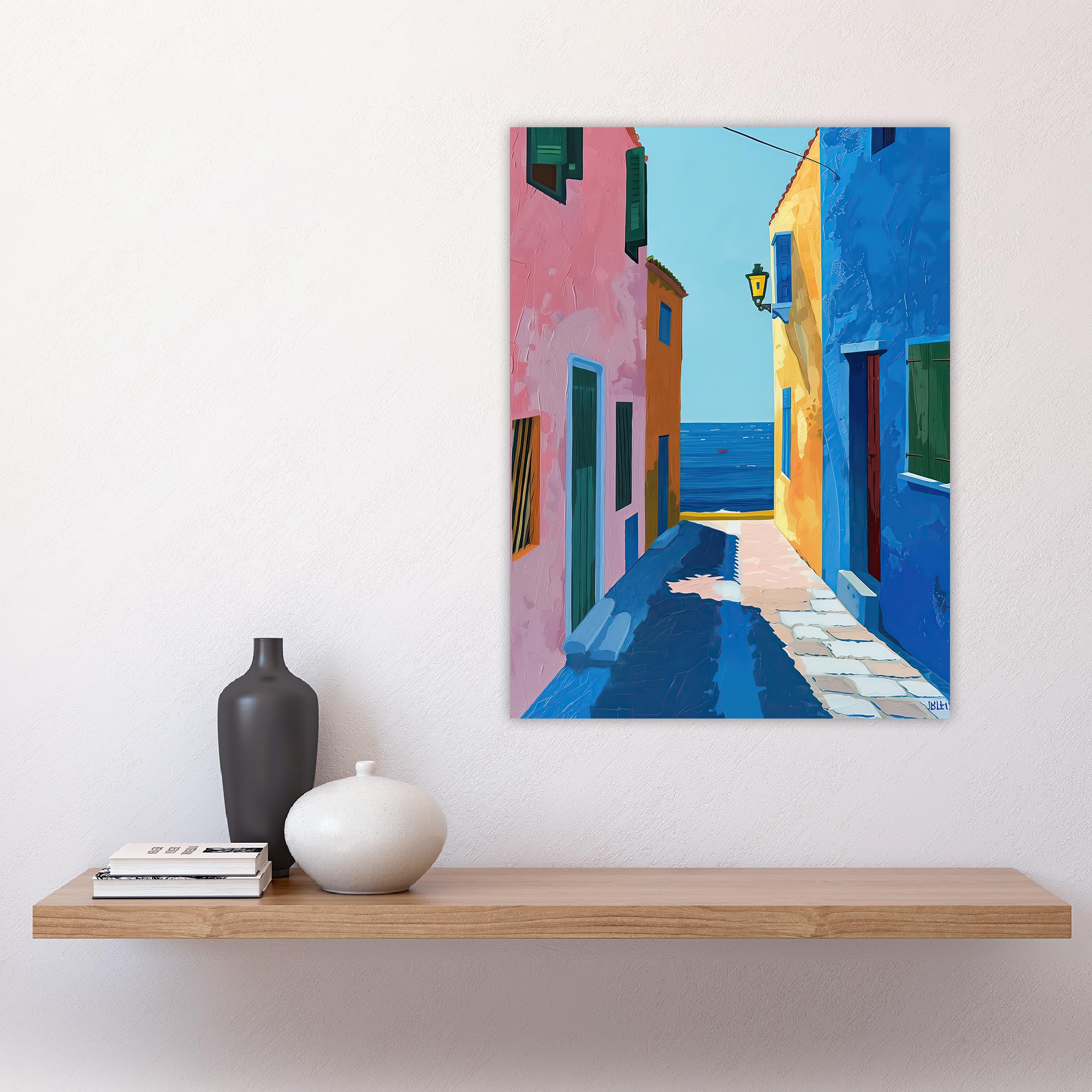 Artery8 Colourful Mediterranean Spanish Coastal Painting Bathroom Toilet Large Wall Art Poster Print Thick Paper 18X24 Inch - Image 4