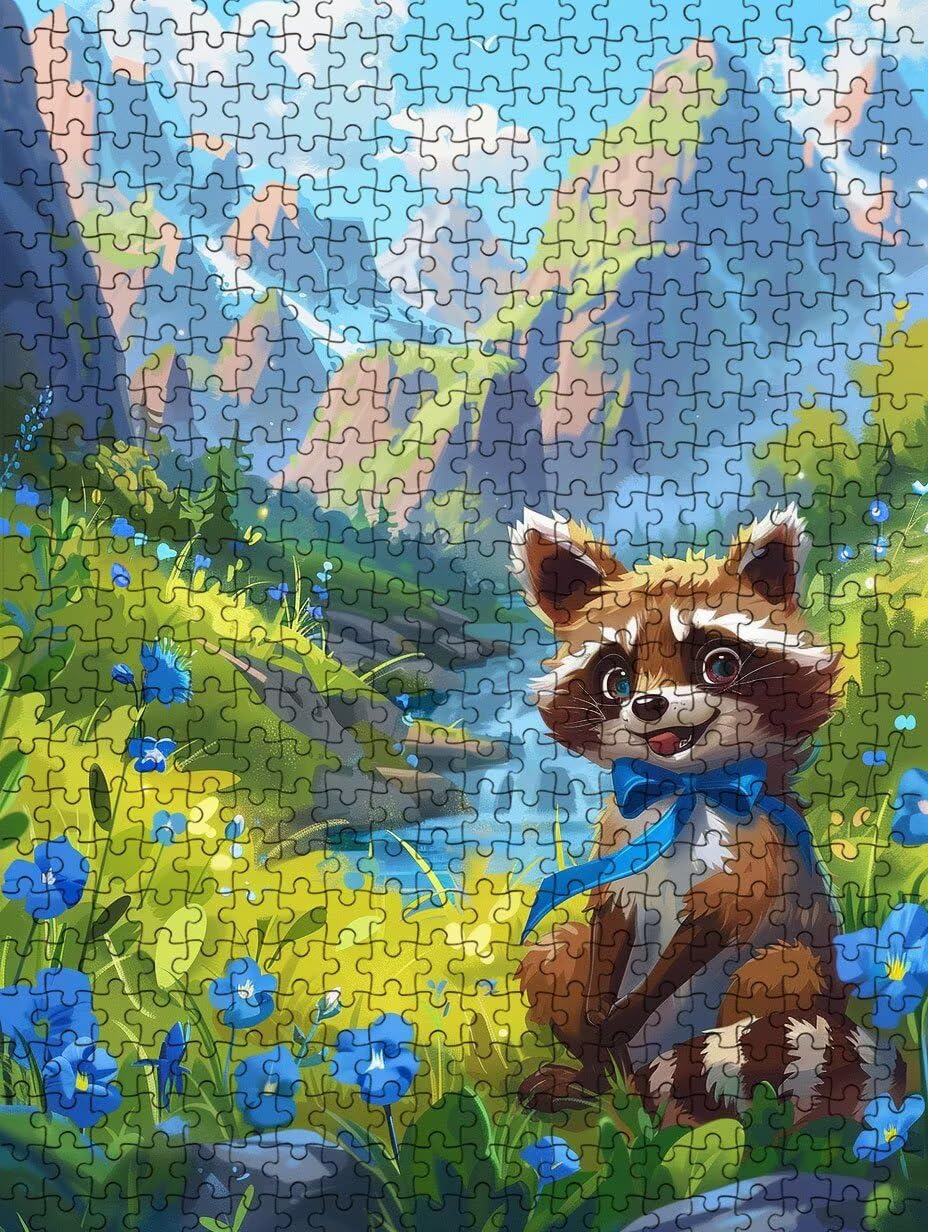 Mapache De Flores Puzzle 5000 Piezas, Rompecabezas Adultos Puzzle, 3D Un Rompecabezas, Desafiante Puzzles de Decoración Juego de, Juego Educativo para Toda la Familia, para Regalo Decoración FNKL7-469