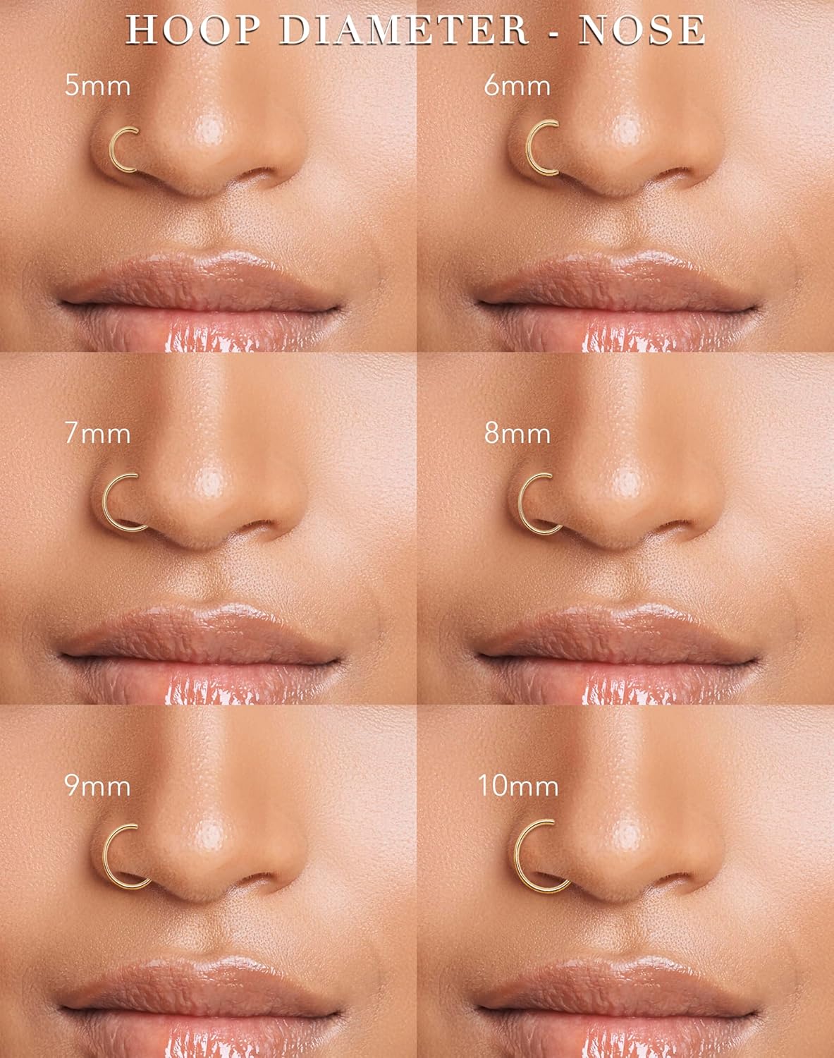 Body Candy Triple Sided Micro Gem Nose Hoop Ring - Implant Grade Titanium With Sparkling CZ Gems on All Sides - 20G Hypoallergenic Piercing Jewelry Cubic Zirconia