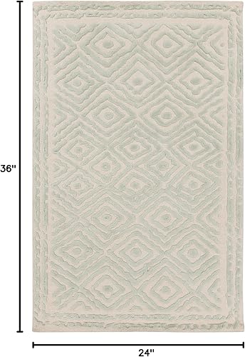 Miniatura 10 de Mark&Day Alfombras de lana, 2x3, alfombra Ashland moderna color verde oscuro, alfombra verde y beige para sala de estar, dormitorio o cocina (2 x 3