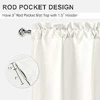 Vista 3 de DWCN Cenefa para ventanas, cenefa de cortina de cocina, cenefa corta sólida, con bolsillo para barra, cortinas para ventana de baño/sótano, 1 panel