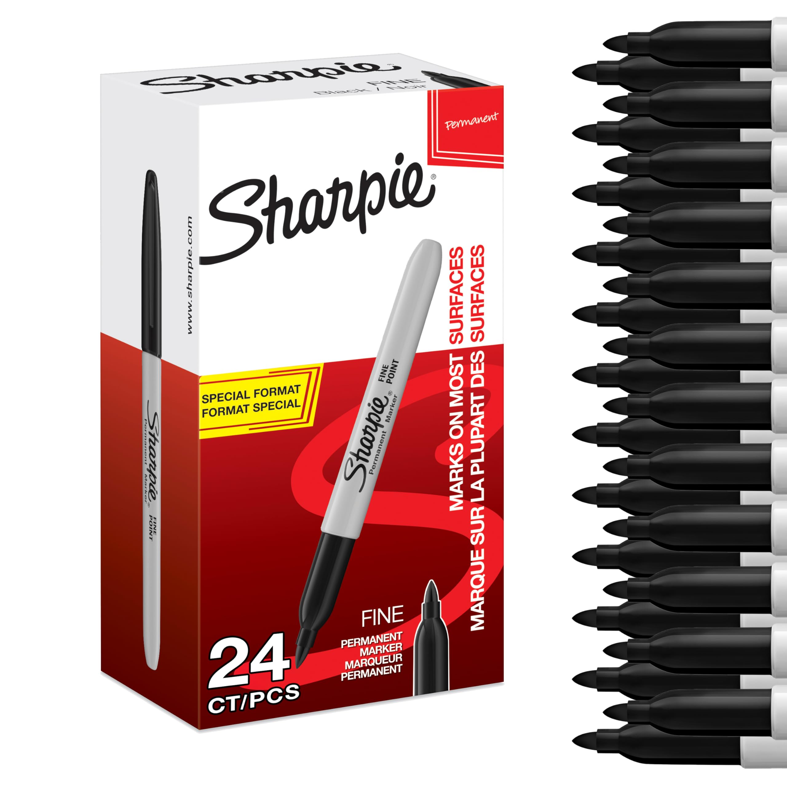 SharpiePermanent Markers , Fine Point for Bold Details , Black Ink , 24 Marker Pens