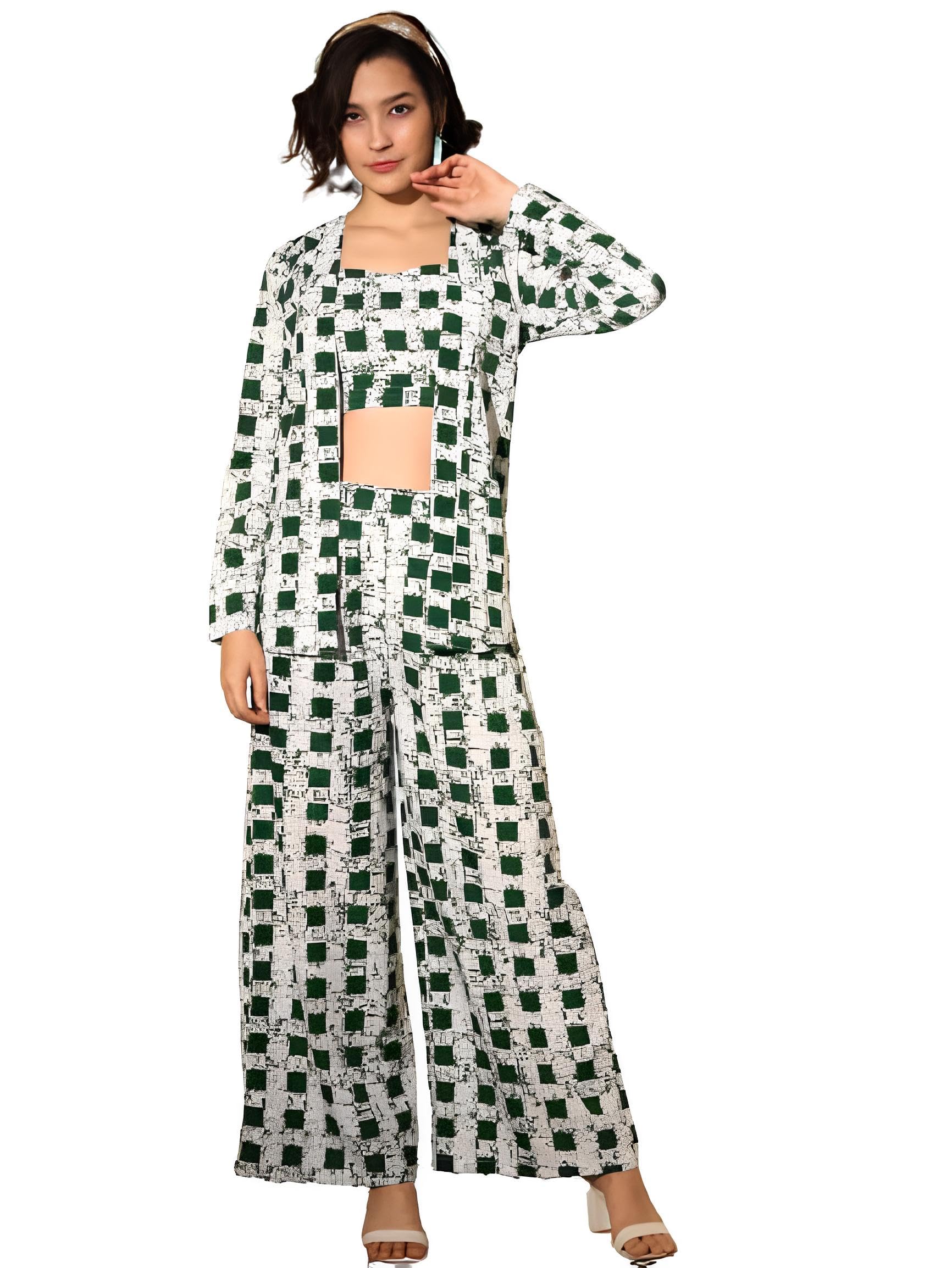 SHUBHVASTRAWomen's Printed Polyester Co ord Top & Pant Set, with Full Sleeve | Top & Pant for Casual Wear (Co-ord Set_AM_25)