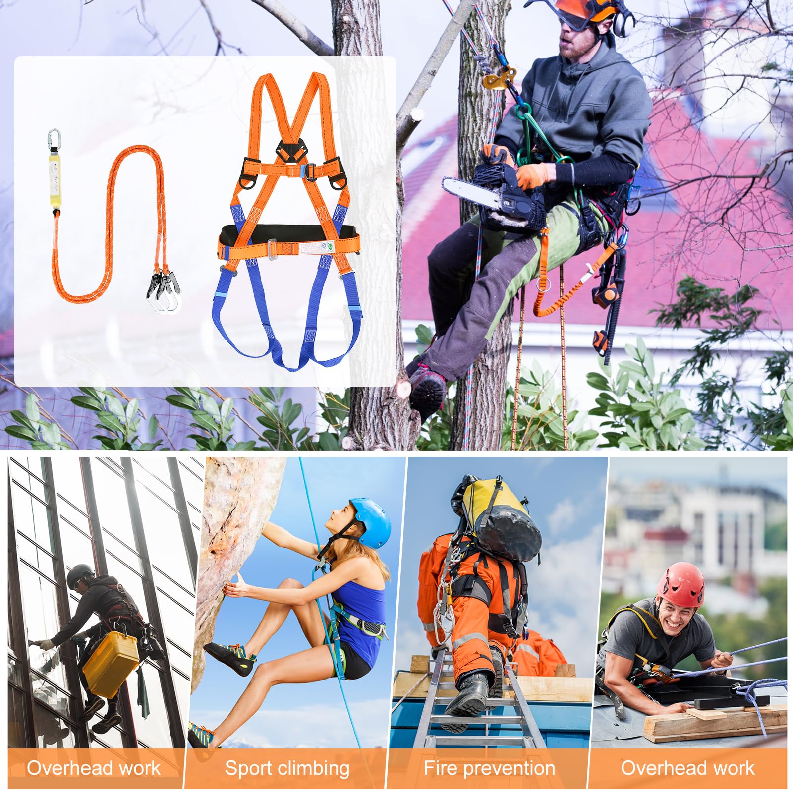 Cinturón de seguridad para todo el cuerpo, con cinturón de seguridad extraíble y trabillas para el pecho, protección contra caídas para cintura multiusos y cadera durante el montañismo