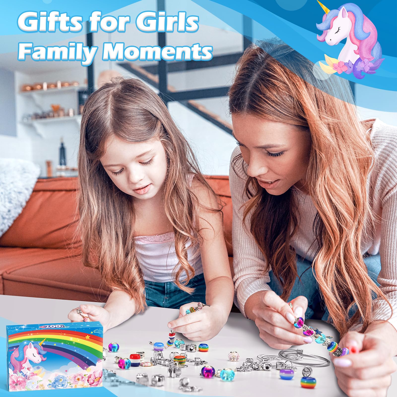 ZOOI Kit per Braccialetti, Gioielli Fai da Te, Idee Regalo Originali Bambina, Ragazza 4-13 Anni per Natale, Compleanno