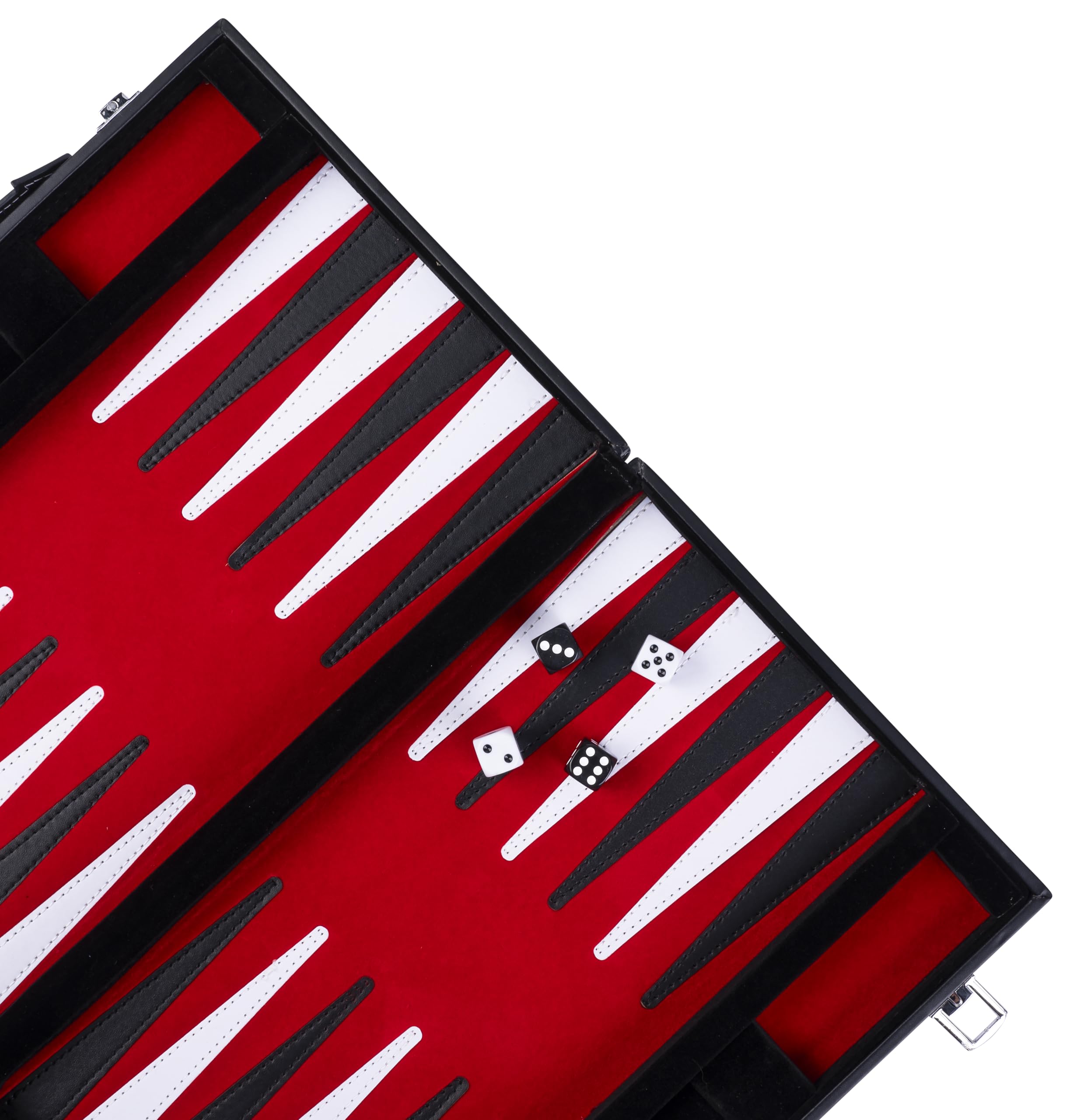 Engelhart - 250516 - Backgammon 15 Pouces - 36 x 48 cm Ouvert - Valise en Simili Cuir & Feutre - Rouge/Noir/Blanc - Jeu de Stratégie - Jeu de Backgammon