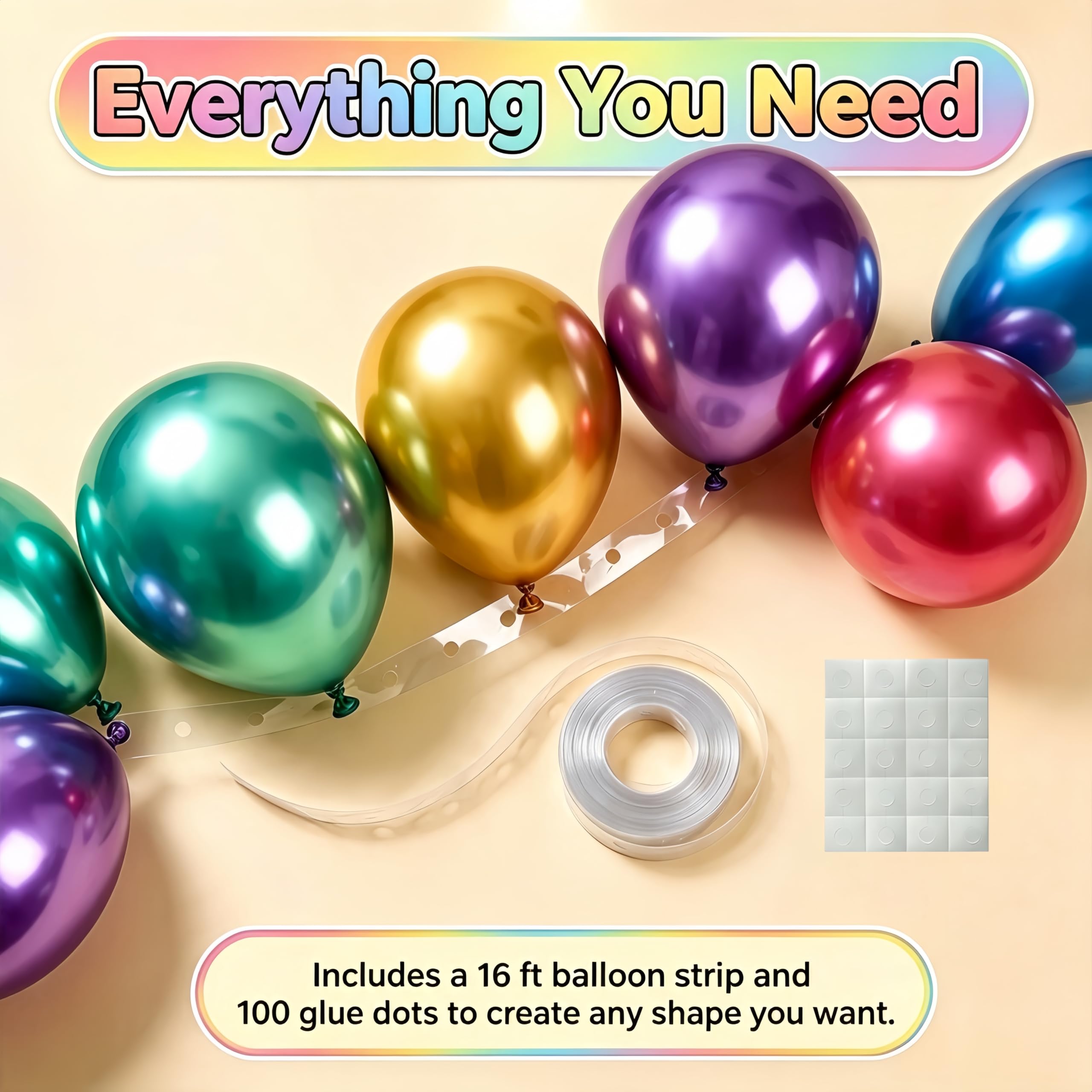 100 Pack 12 Inch Bright Chrome Metallic Latex Helium Birthday Balloons — Amazon image 3