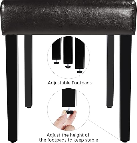 Miniatura 29 de Yaheetech Juego de 4 sillas de comedor de piel sintética de estilo moderno con patas de madera maciza y acolchado con botones para la cocina del