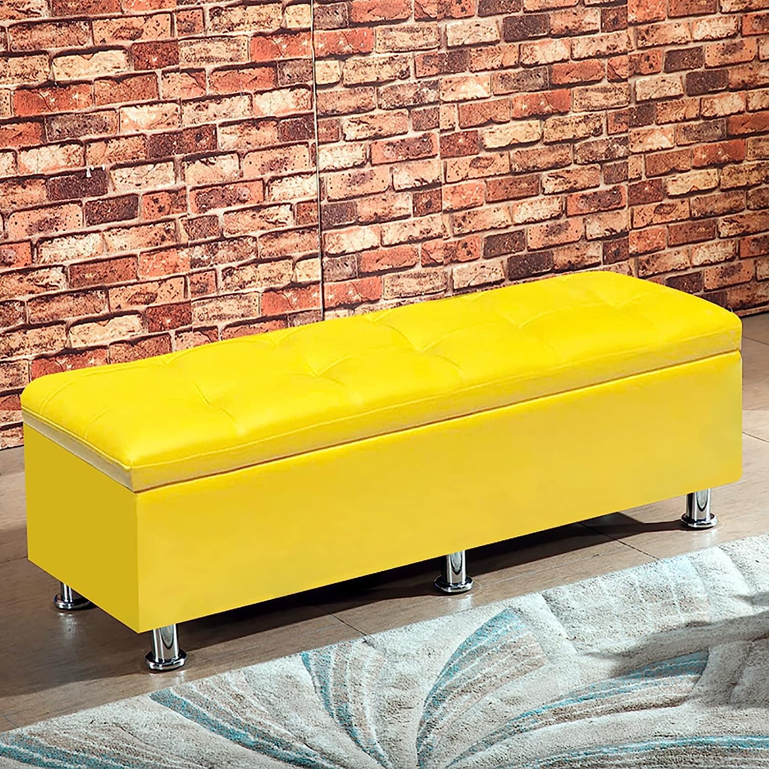 GHFXSCV Modern Faux Leather Storage Bench, Entryway Shoe nizer, Upholstered Pouf for Living Room & Bedroom, Elegant Toy Chest, 80x40x40 cm (31x16x16 inches)