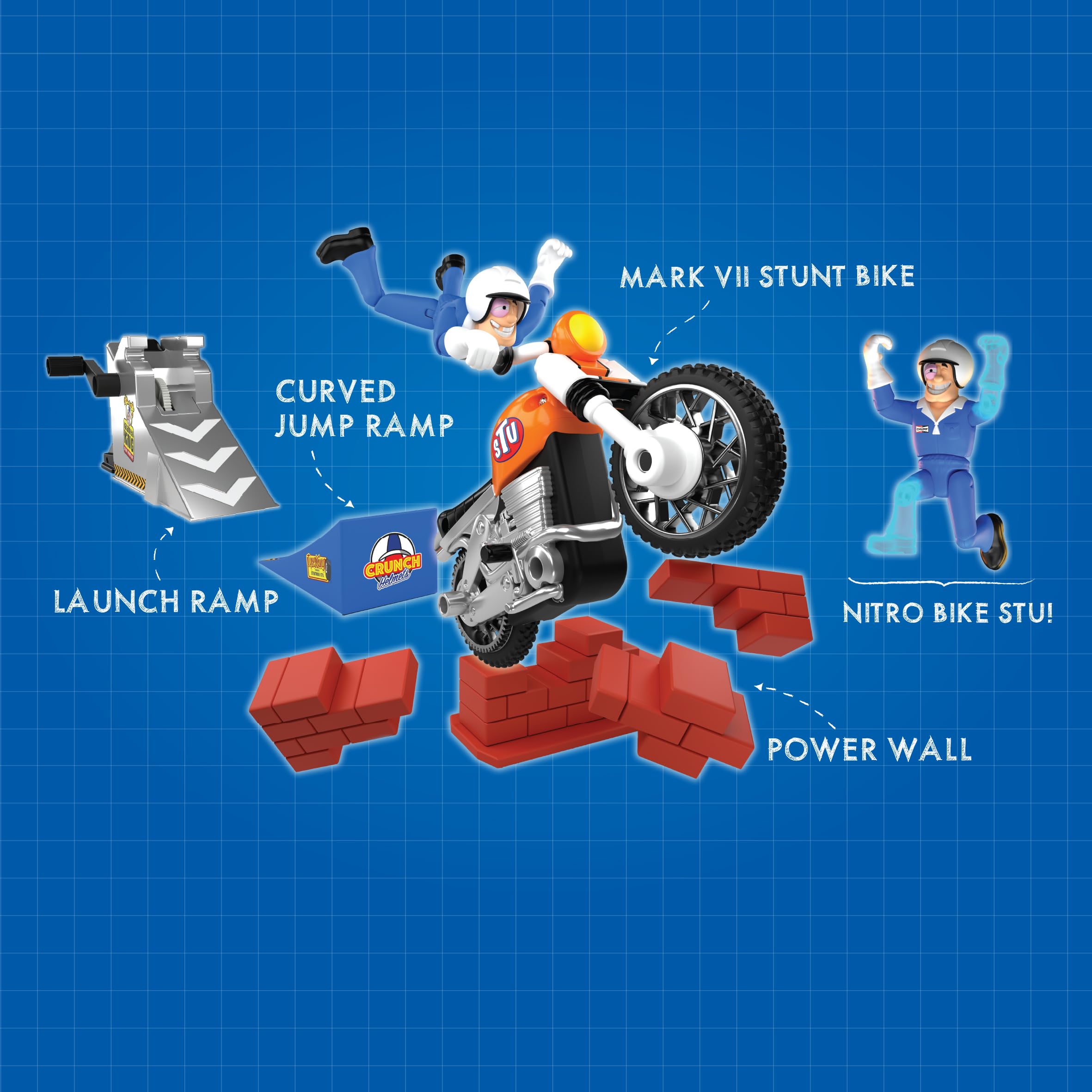 BANDAI - Stuntman Stu - Moto Nitro Boost - Jouet pour réaliser des Cascades - Figurine Cascadeur Inclus - Jeu de Crash avec véhicule et Accessoires - Jouet Enfant 4 Ans et + - COSS8201