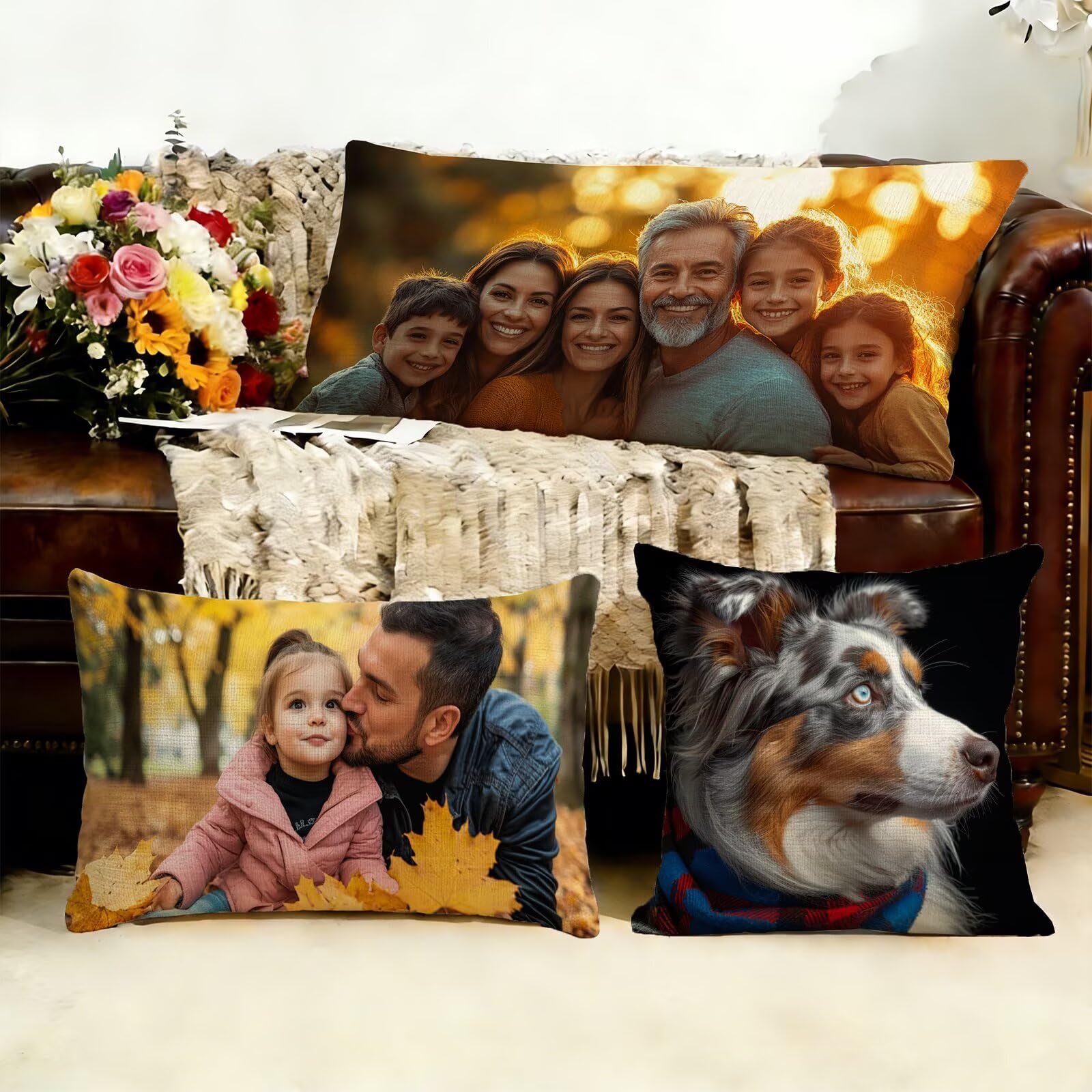 Personalisiertes Kissen,Outdoor Kissen Wetterfest-Kissenbezug 60x180 Fotokissen,mit Individuellem 2 Fotos/Text-Druck,Dekokissen Couch zierkissen Bank Garten Kissenhüllen Terrassen Balkon Deko J1-200