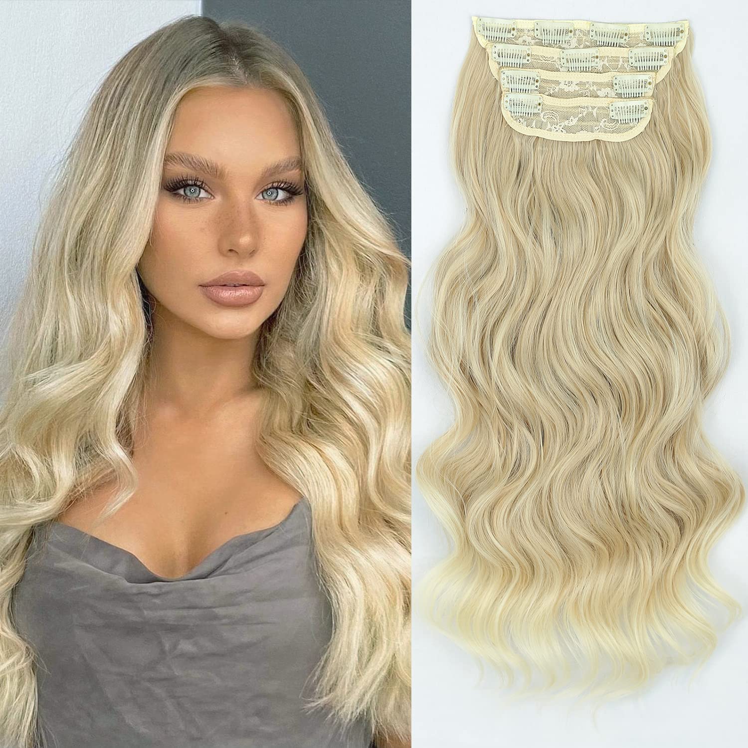 Stamped Glorious Clip in Hair Extensions Long Wavy Hair