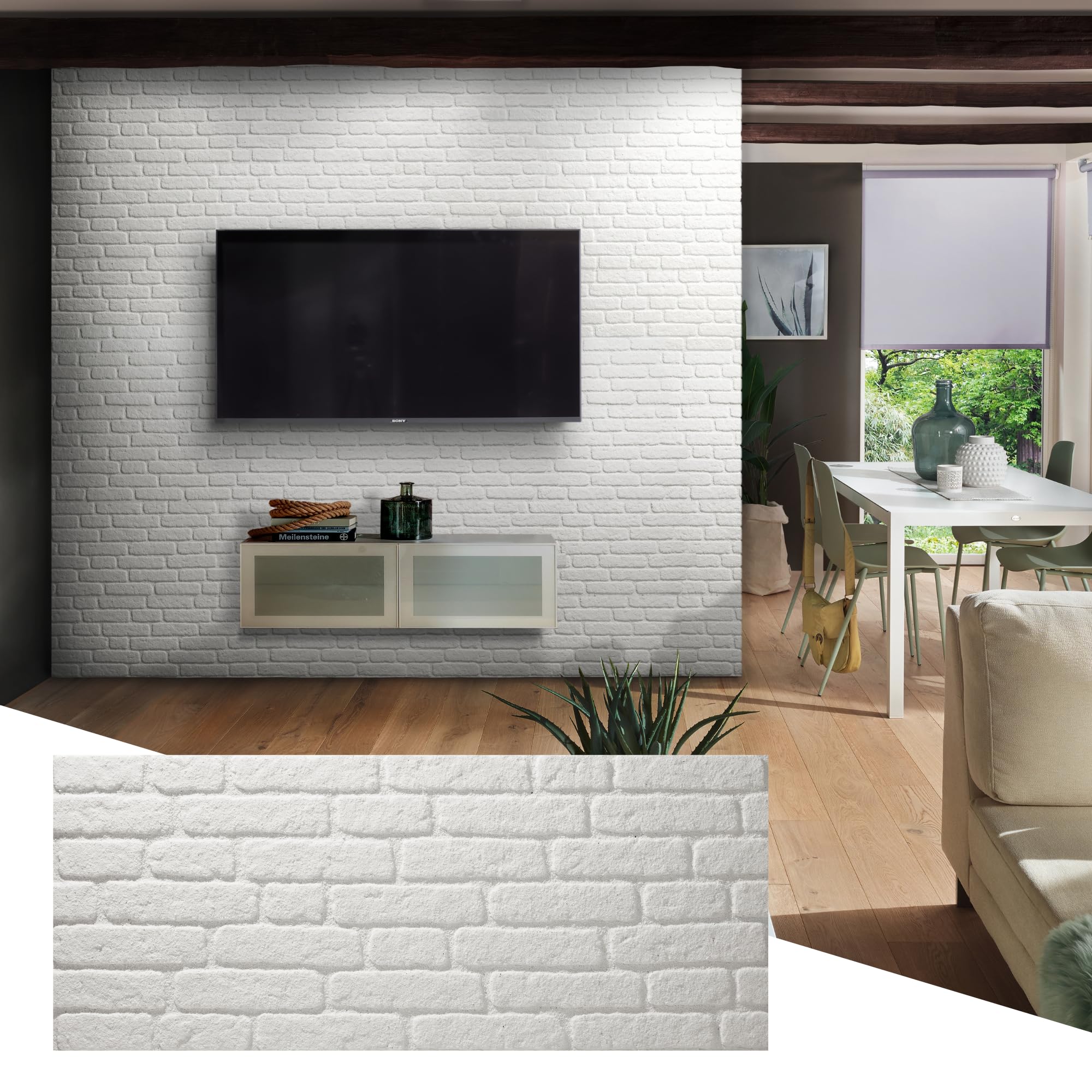 Wall!Supply 3D Wall Panels – Faux Brick, White – Lightweight Foam (EPS) – Wallpaper Alternative – Easy DIY Installation – 4 Pack, Covers 25.84 Sq Ft