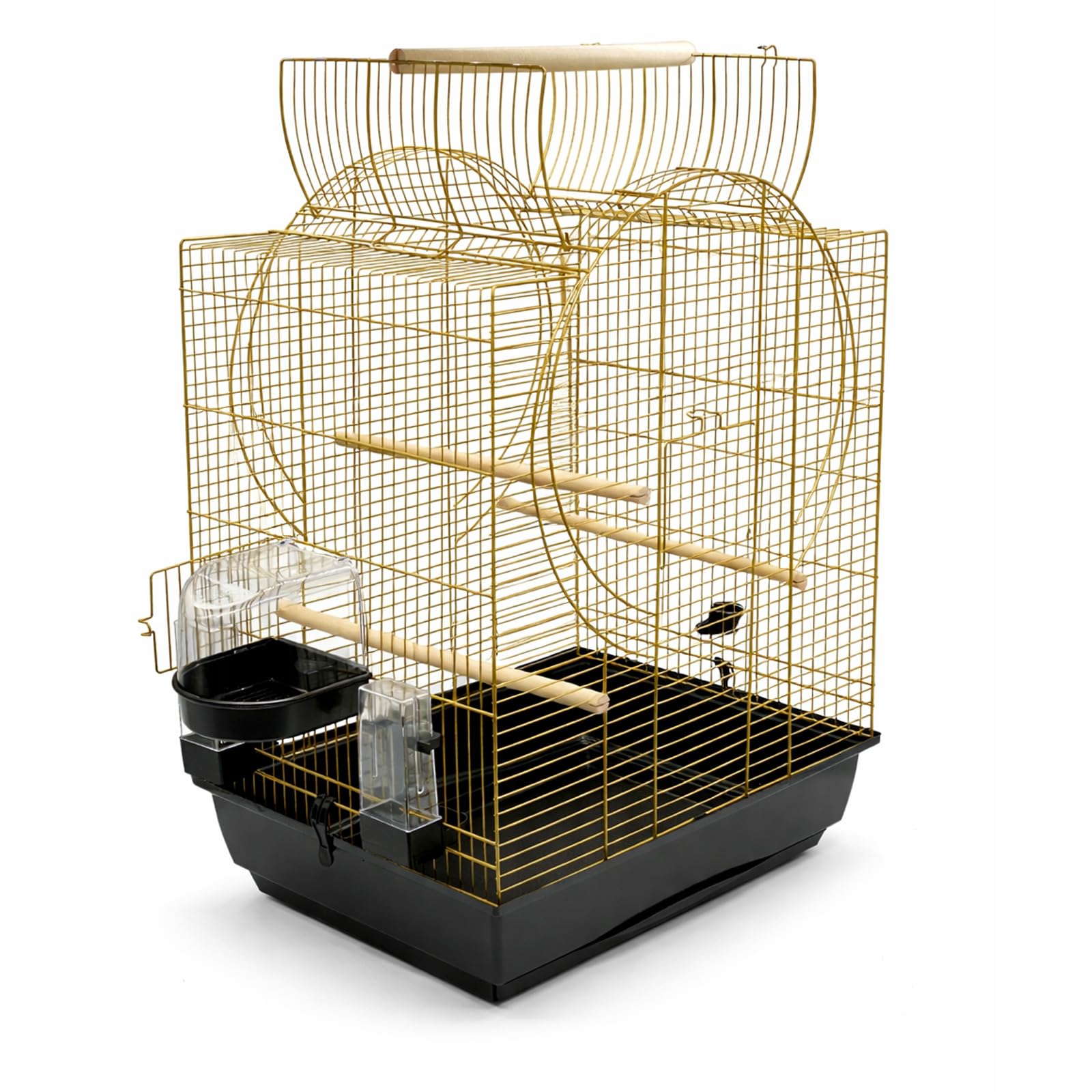 Zoopaul Vogelkäfig XXL Emma Cabrio schwarz Gold Wellensittiche Kanarien mit Trinkröhrchen Badehaus usw.