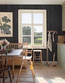 Safiyya Peel and Stick Wallpaper Black Contact Paper for Walls Bathroom Modern Wall Paper Self Adhesive Textured Removable Wallpaper for Bedroom Wood Look Vinyl Rolls 78.715.7