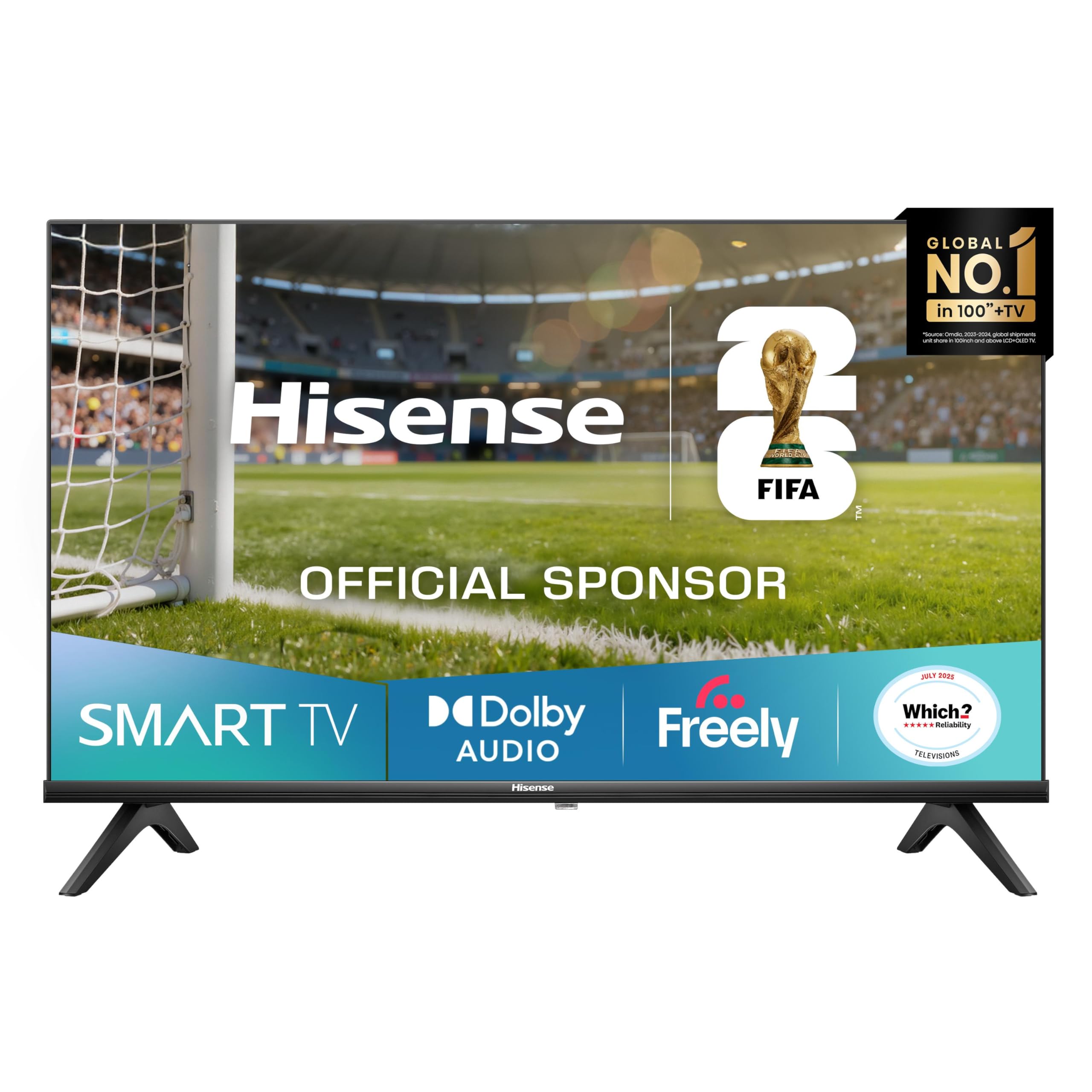 Hisense 32" 32E4QTUK HD LED TV with Freely - Direct Lit LED, Dolby Audio, Natural Colour Enhancer, Games Mode, Sports Mode with Freely, Disney +, YouTube, Netflix [Energy Class F]