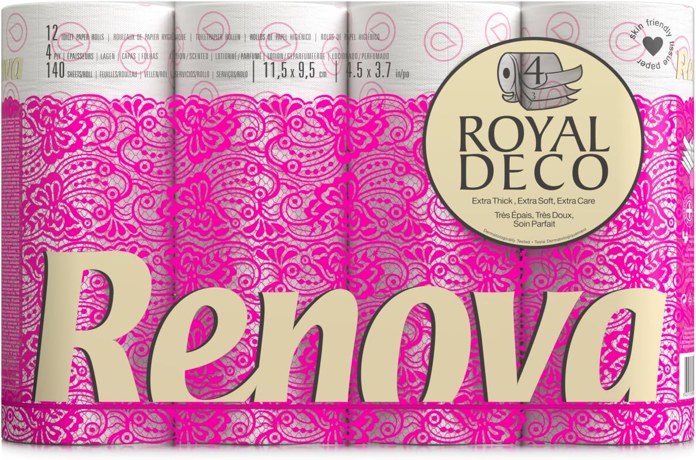 Renova Toilet Roll 4-Ply Decorated White Scented 12 Rollen Roll