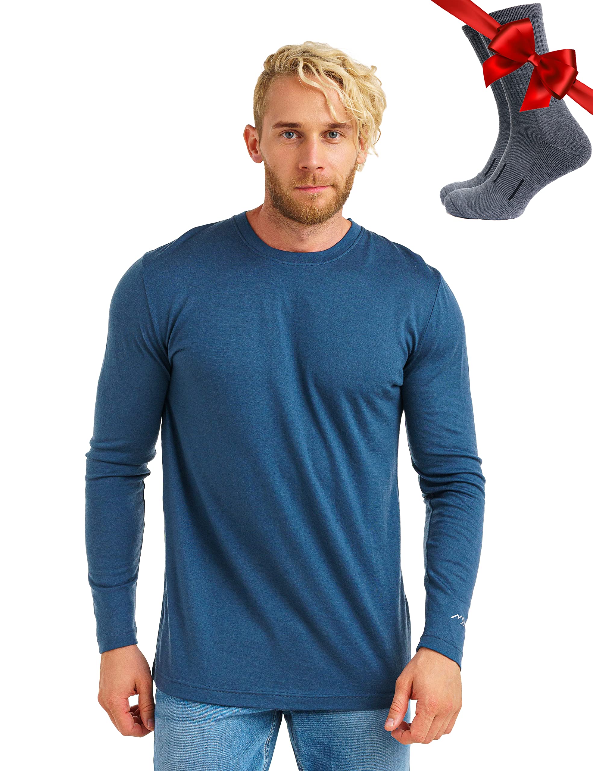 Merino.tech Merino Wool Base Layer - Mens 100% Merino Wool Long Sleeve Thermal Shirts Heavyweight, Midweight, Lite with Socks — view 16