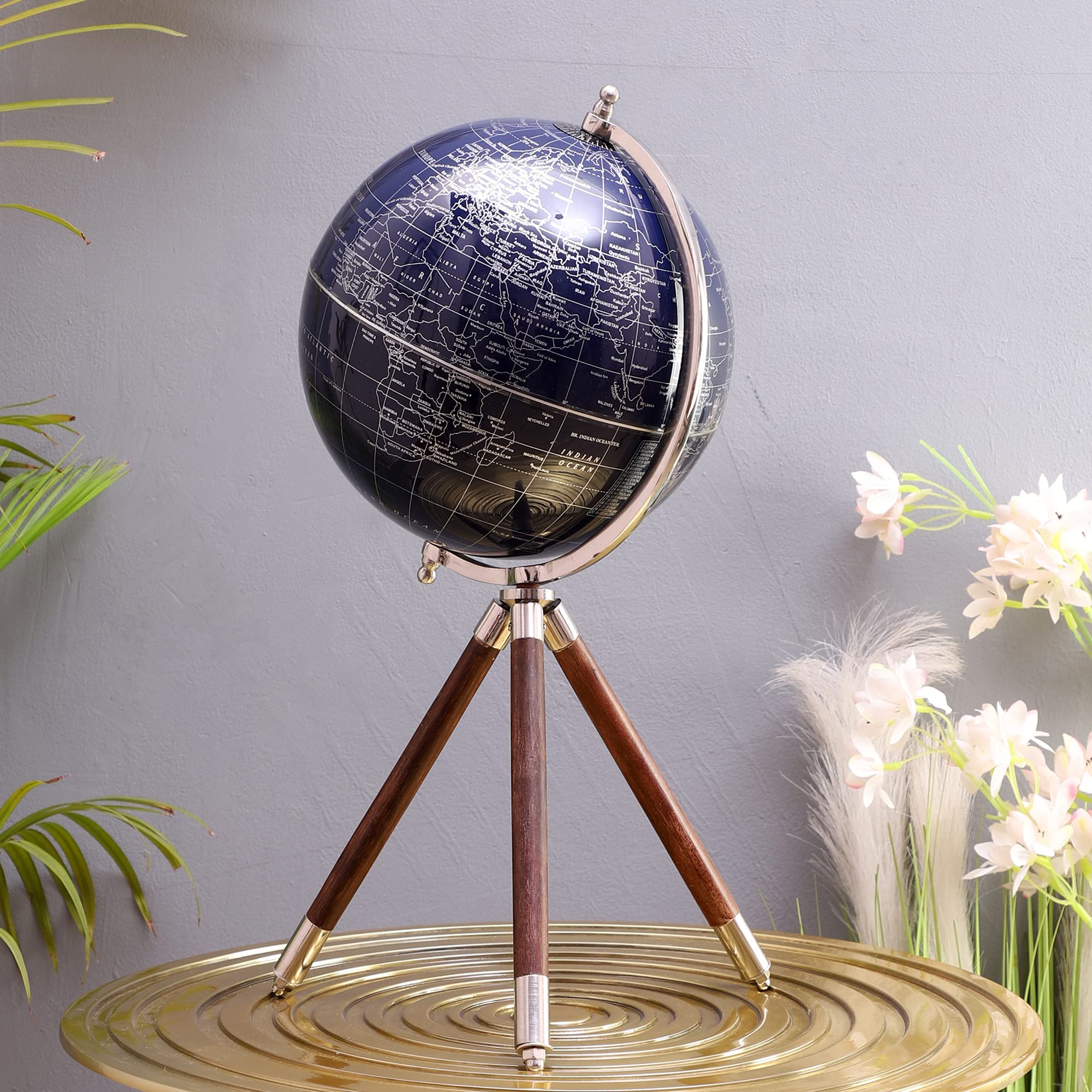 Handicraft Tripod Educational Globe - Political World Globe With 8 Inch Blue Base