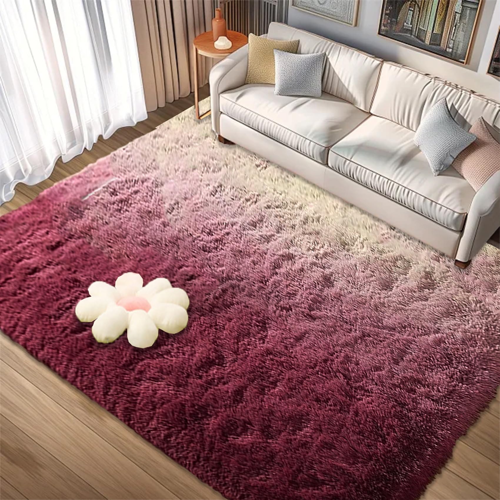 CUIMEI Alfombra de Pelo Largo 250 x 400 cm, Súper Grueso Lavable a Máquina Duradero, Antimanchas,Resistente a La Humedad, para Pasillo Habitación Lavables Alfombra, Rojo Intenso