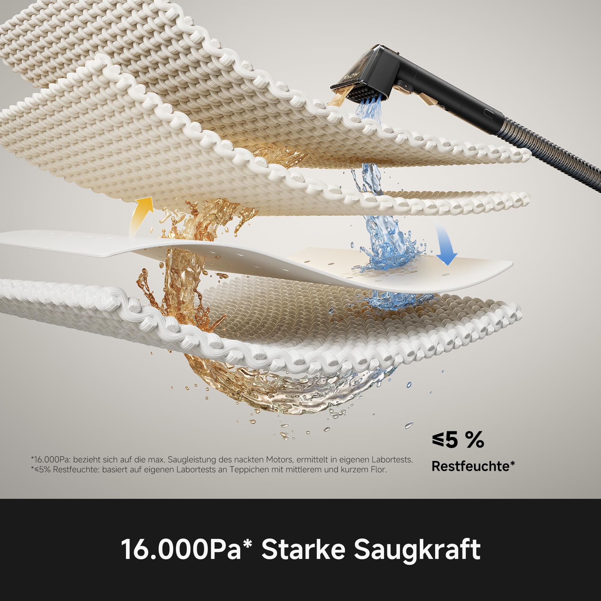 Mova S10 Steam Allzweck-Dampfreiniger mit 9 Aufsätzen, überhitztem Dampf, 16.000Pa Saugkraft, ≤5% Restfeuchte, 99,99% Bakterien- und Milbenentfernung, chemiefreier Reinigung