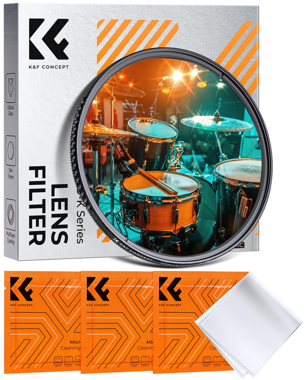 K&F CONCEPT Nano-Klear 82mm Filtri a Stella con Linee Corte，Star Filter 6 Punti Corti con Effetto Stellato Scintillante in Vetro Ottico con 3pcs Panni