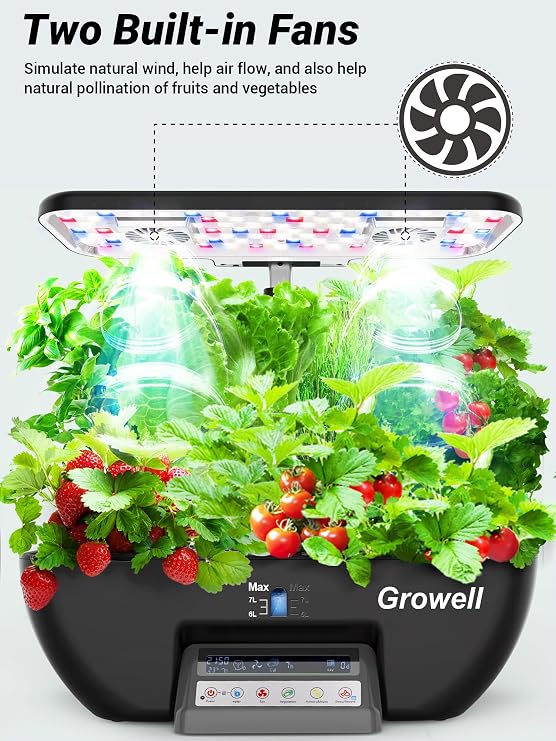 Hydroponics 17 Capsules Herb Garden Grow System Kit with 102 28W Full Spectrum Grow Lights and 2 Fans, Indoor Garden with Water Pump, Water Tank