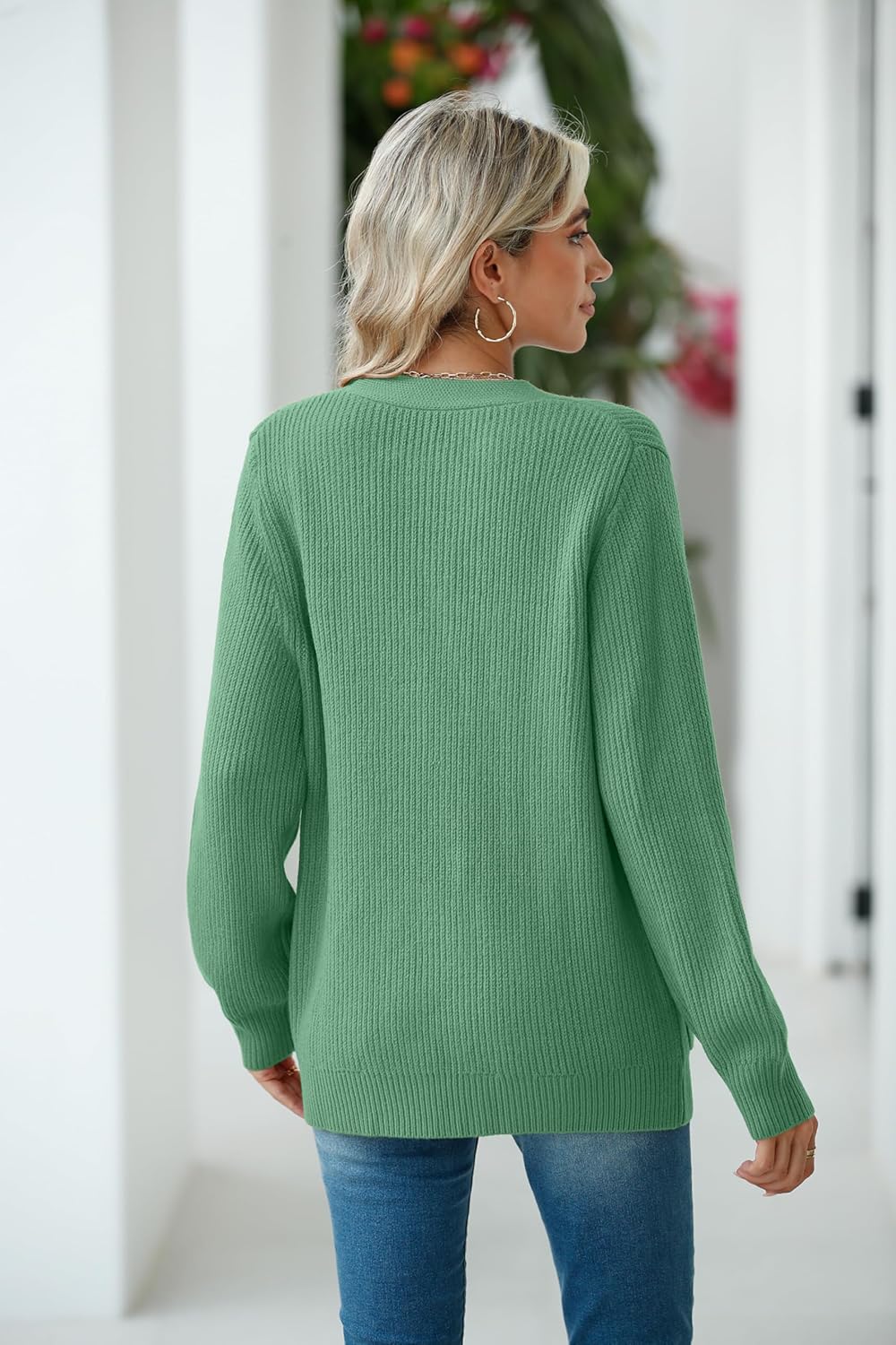 VIISHOW Women Chunky Knit Cardigan Sweater Long Sleeve V Neck Button up Cardigan with Pocket Sweater Coat for Fall and Winter - Image 5