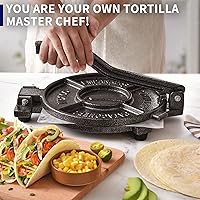 Vista 6 de Prensa para tortillas ARC de 10.4" Incluye 100 piezas de papel de pergamino, preparador de tortillas de hierro fundido, negro gris