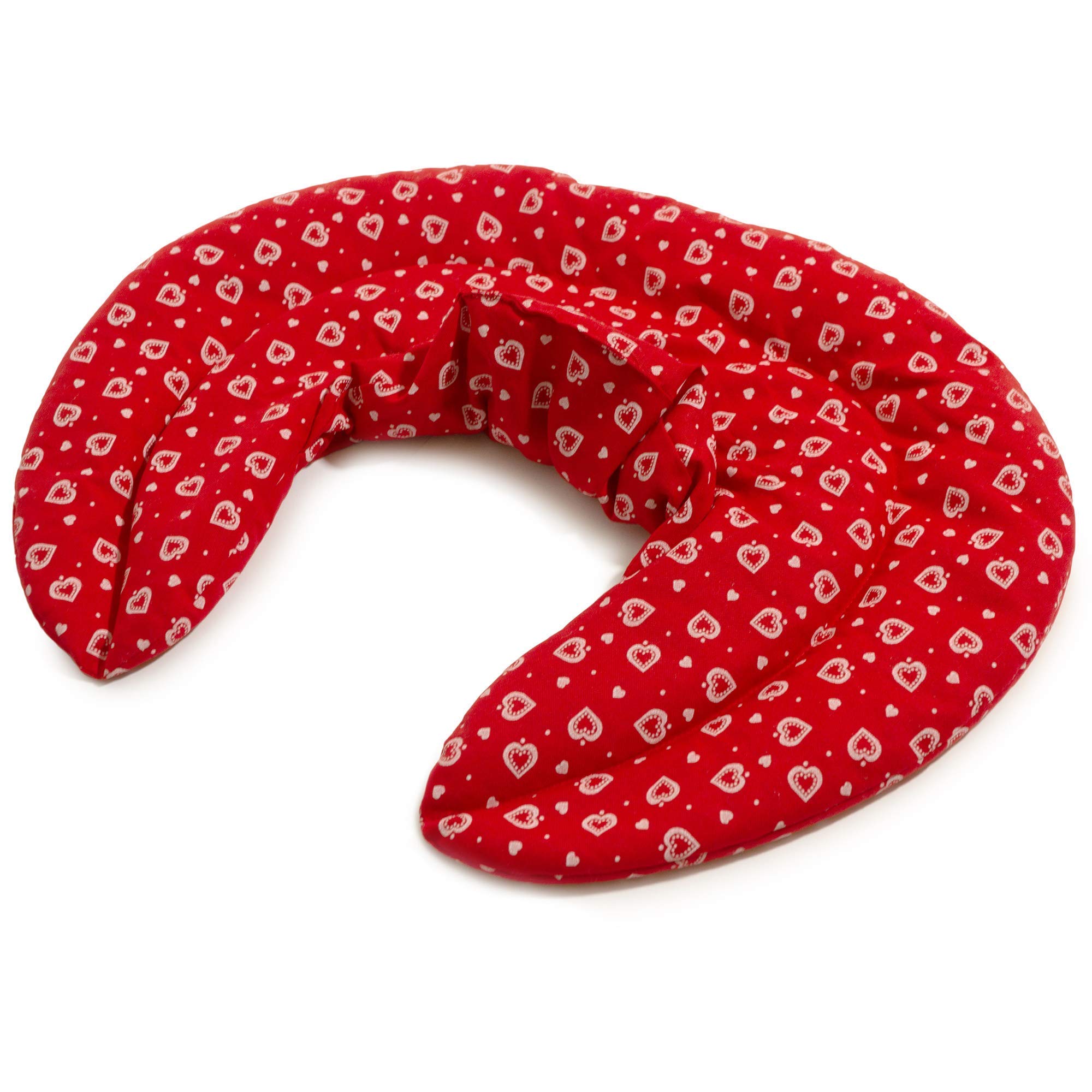 Cuscino del collo, cuori rosso. Cuscino termico con noccioli di ciliegia, terapia caldo e freddo. Scaldacollo
