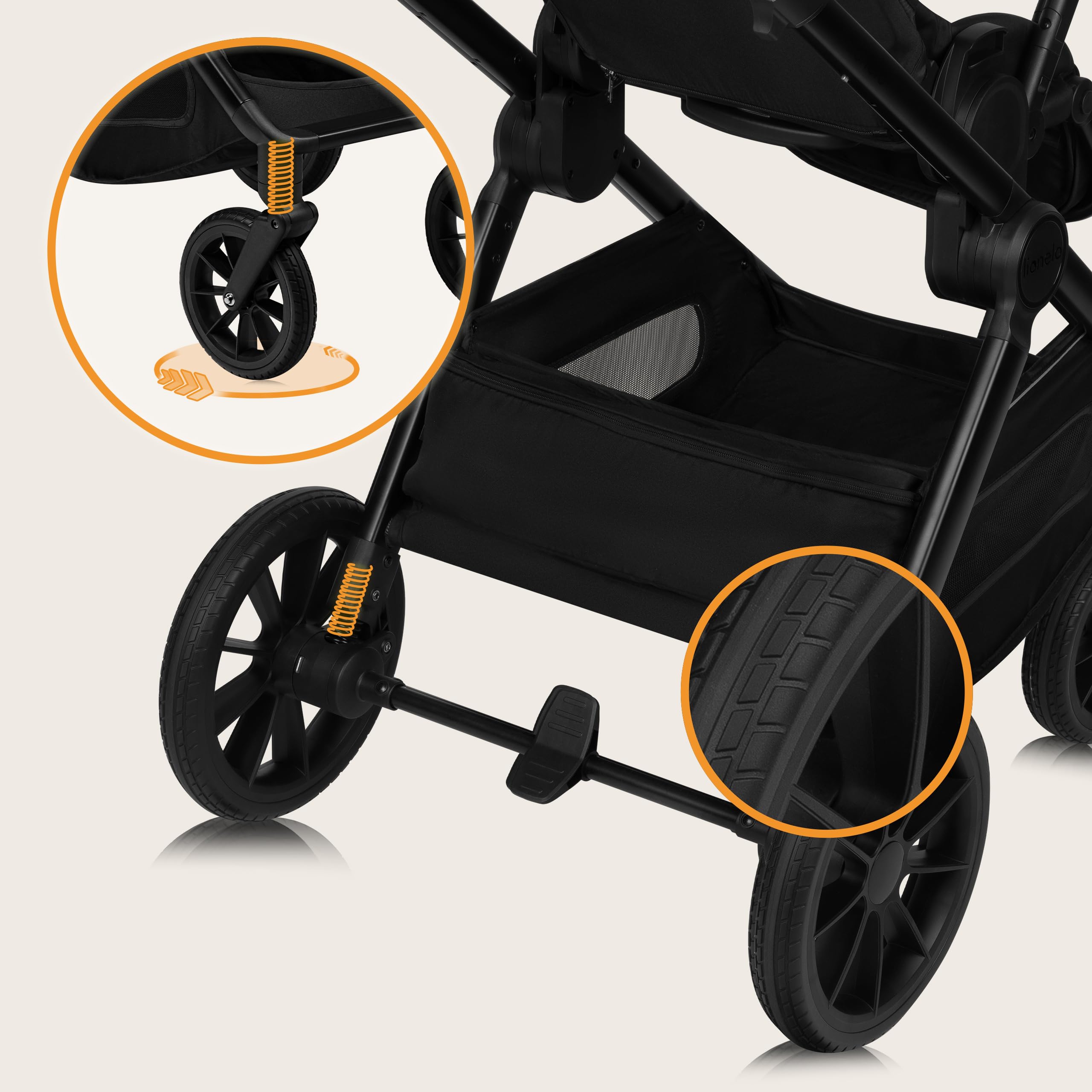 Lionelo Layla Kinderwagen 3 in 1 (0-4 Jahre, 0-22 Kg) Reisesysteme Set mit Babyschale I-Size 40-87 Cm, Babywanne und Sportsitz, Liegeposition, Federung, PU-Räder, UPF50+ Verdeck