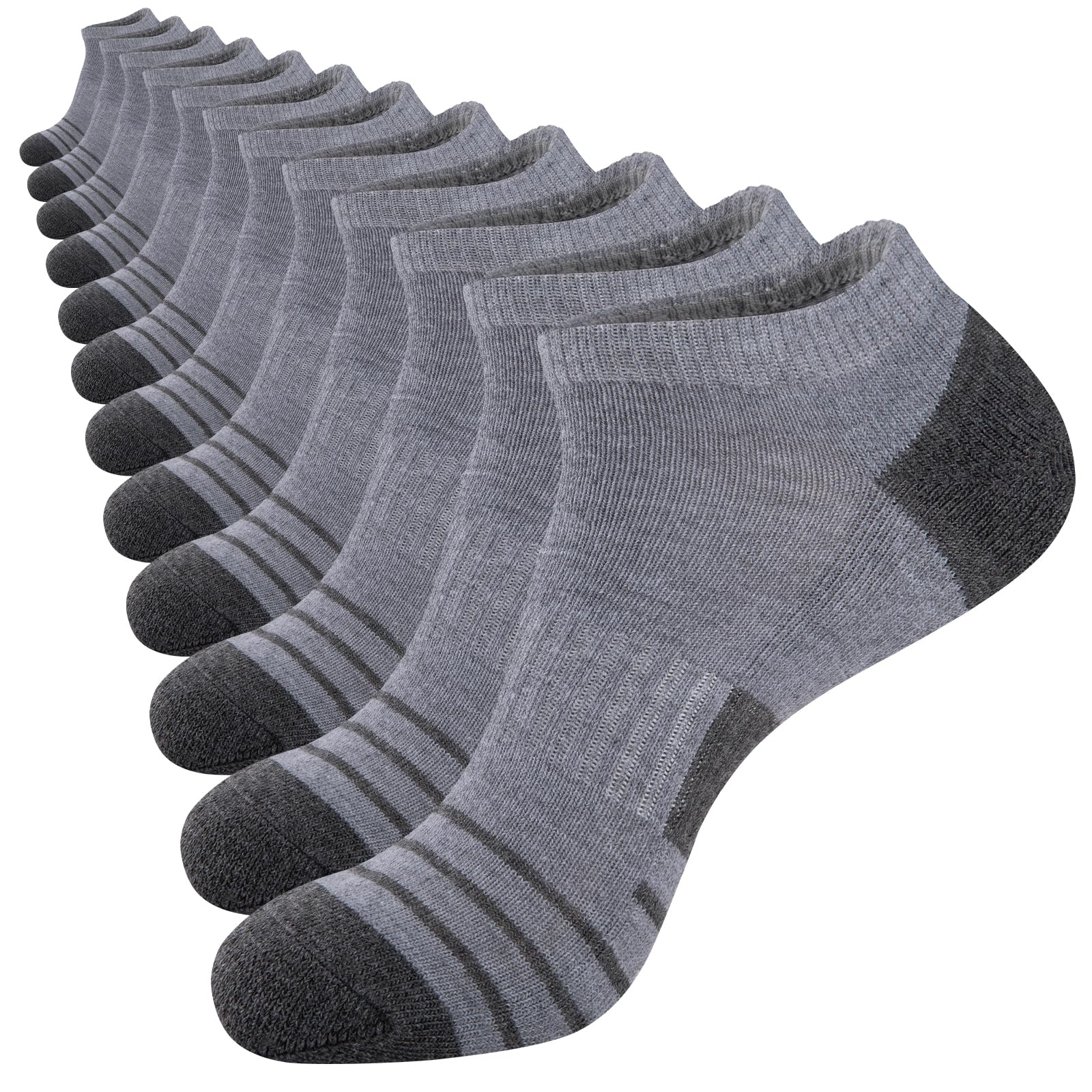 COOVAN 12 Pack Mens Socks Black Ankle Low Cut Comfort Breathable Casual Cushion Socks（12 Pairs ）