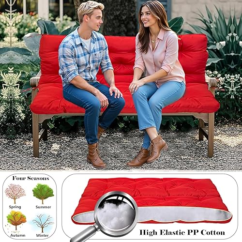 Miniatura 2 de lsxlkha Cojines de columpio para exteriores, impermeables, de 3 plazas, cojín de repuesto para columpio de porche con respaldo, cojín de banco para