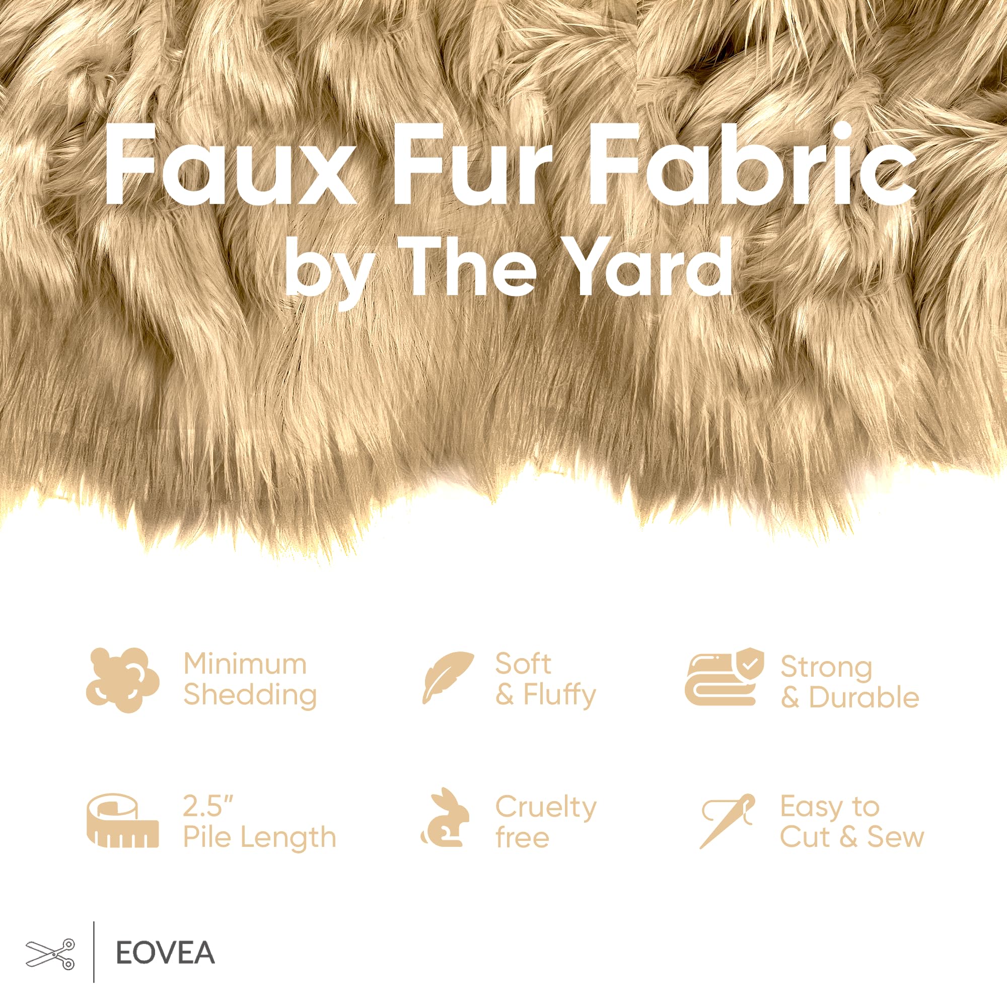 EOVEA Shaggy Faux Fur Fabric by The Yard – 60” Wide | Fluffy, Soft Fake Fur Material for Sewing, Crafts, Costumes, Upholstery & Home Decor | Long Pile Plush Fabric(One Yard, Beige): Chocolate 20 Yards