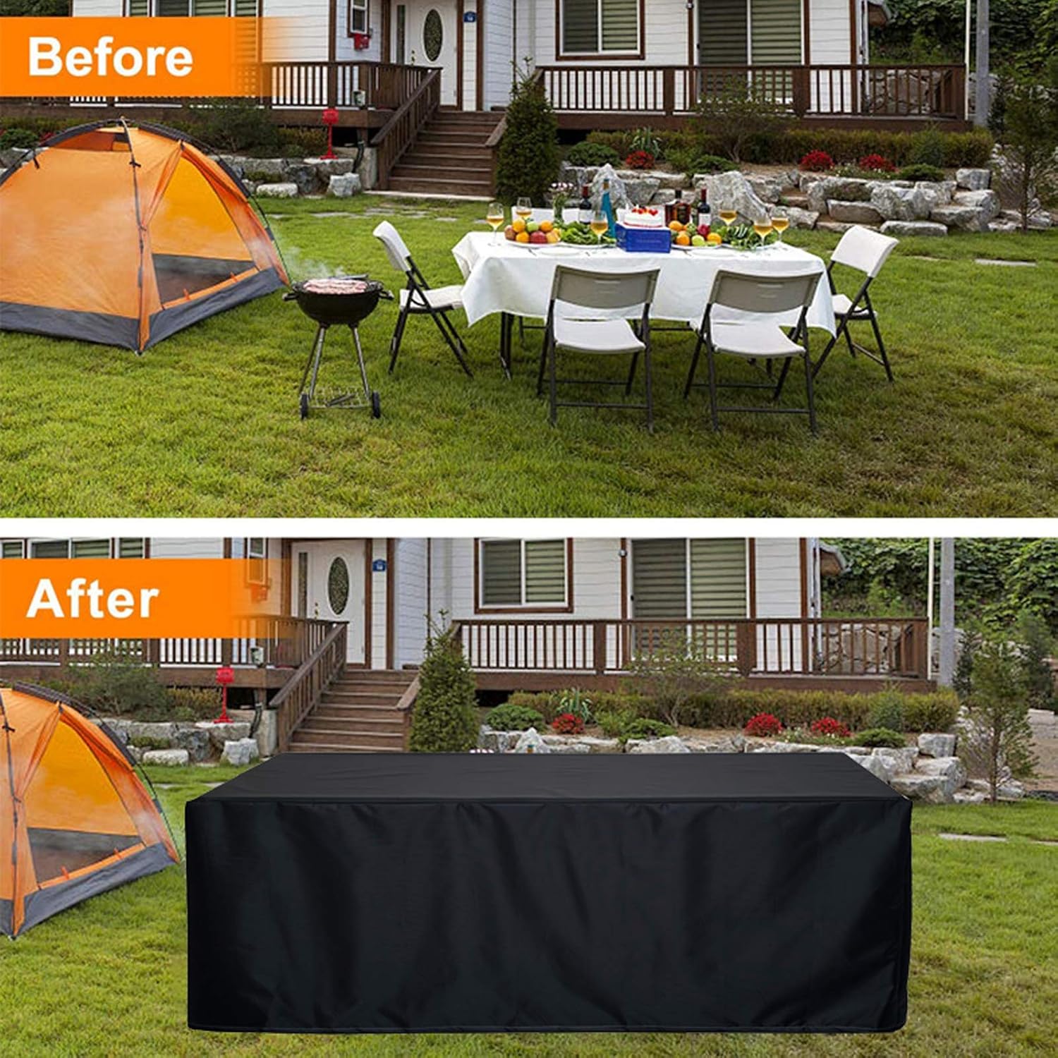 Rectangle Patio Furniture Cover 57" L x 45" W x 26" H, Garden Furniture Covers Waterproof, Outdoor Patio Table Covers, Tear-Resistant Oxford Fabric Wind-Proof Proofdust Anti-Snow Durable