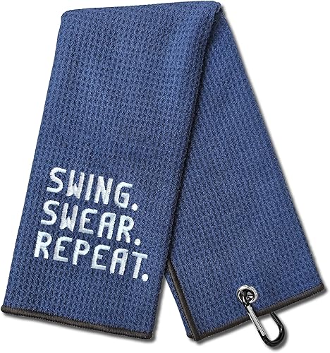 Miniatura 6 de DYJYBMY Swing Swear - Toalla de golf repetida, toallas bordadas para golf con clips, palos de golf para limpiar y accesorios de golf para hombres