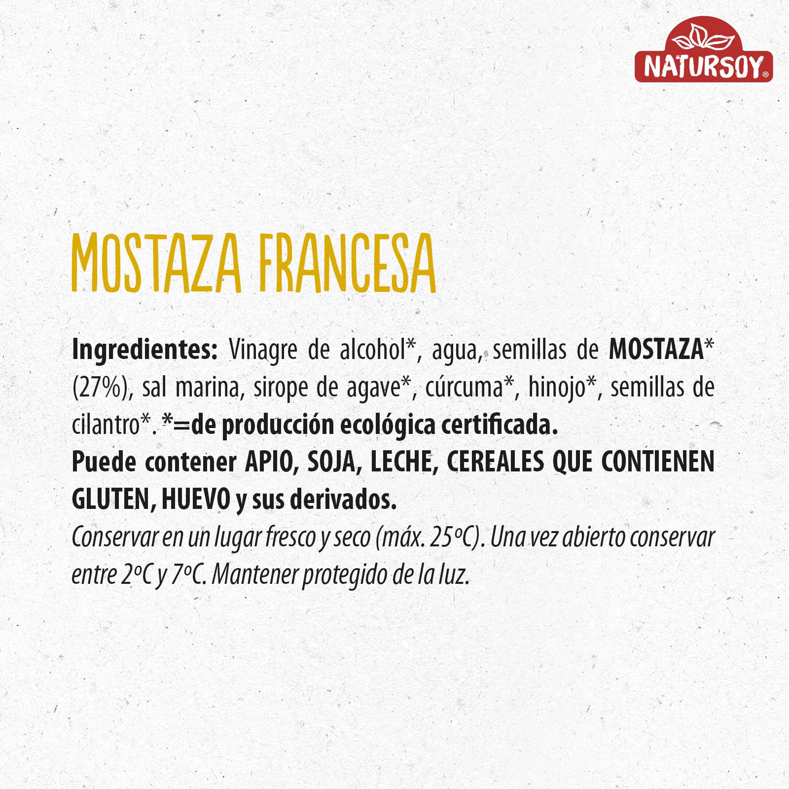 Natursoy, Mostaza Francesa de Producción Ecológica, 200 g