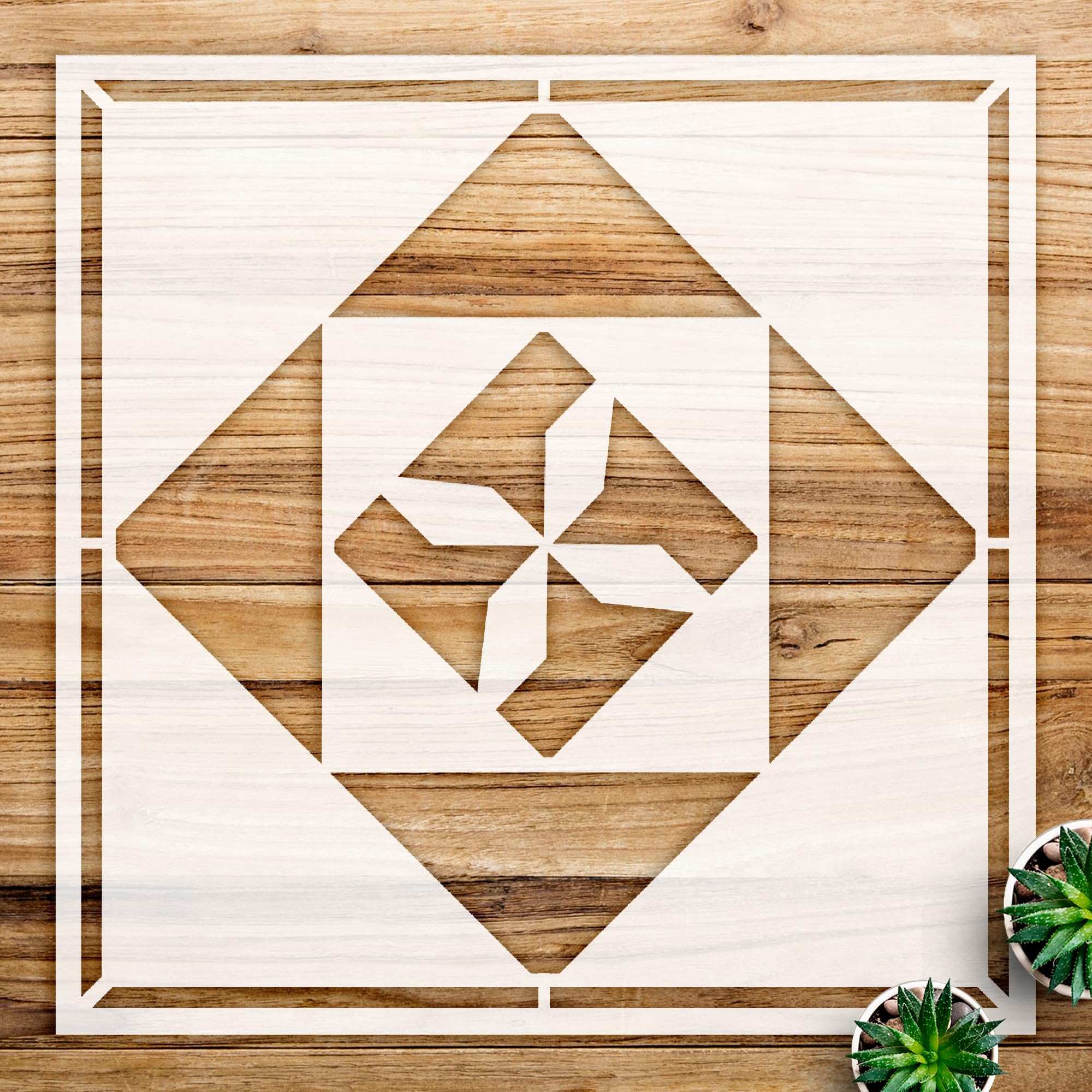 Diamond barn Quilt Stencil Pattern for Wood Signs and Home Decor, Reusable Mylar Template for DIY Craft Projects and Decorative Painting - Size A1 (23.4
