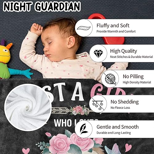 Miniatura 3 de Just A Girl Who Loves Sloths - Manta para niñas, suave y acogedora manta de franela esponjosa de perezoso negro y rosa, regalo para niños, manta