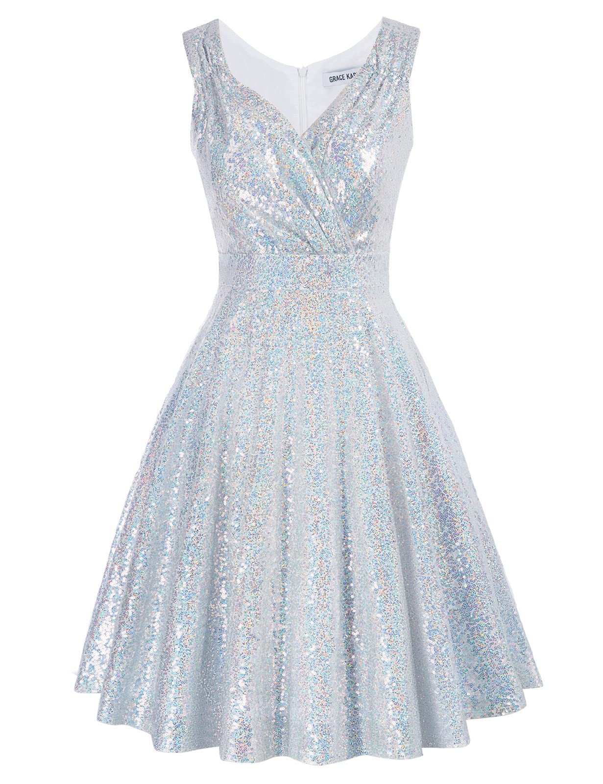 Grace Karin CL698 Vestito da donna Rockabilly, lunghezza al ginocchio, vintage, rétro, con gonna a pieghe