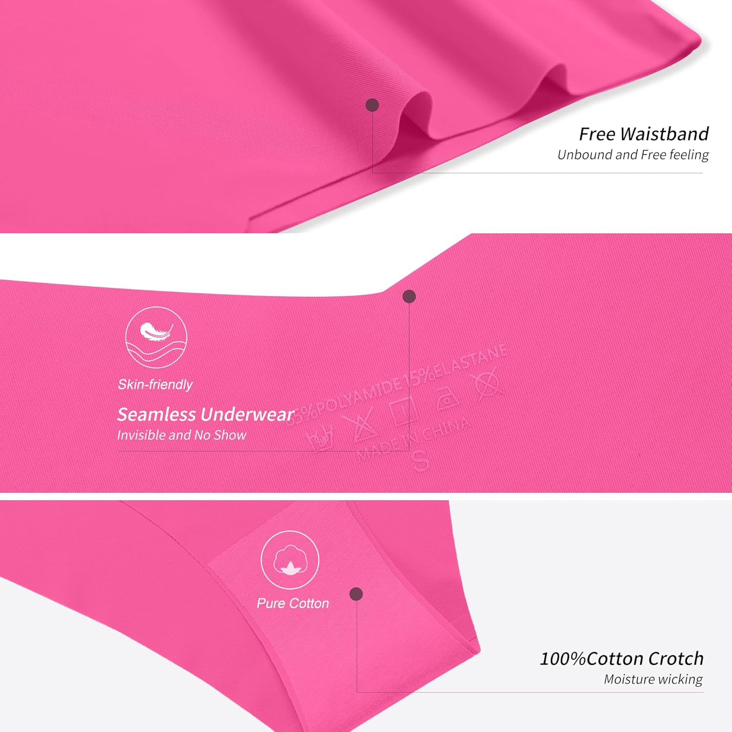 DEANGELMON Women Seamless Bikini Cheeky Underwear Invisible No Show Panties V-Waist Hipster Ladies Soft Stretch Multi Pack(6P12,L) - Image 5