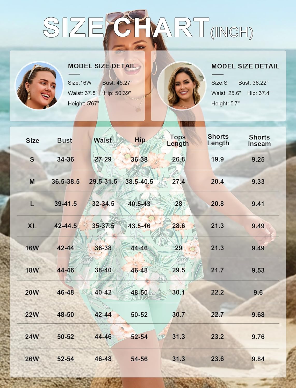 Arolina Plus Size Swimsuit for Women Two Piece Modest Tankini Full Coverage Tummy Control Bathing Suits with Shorts - Image 5