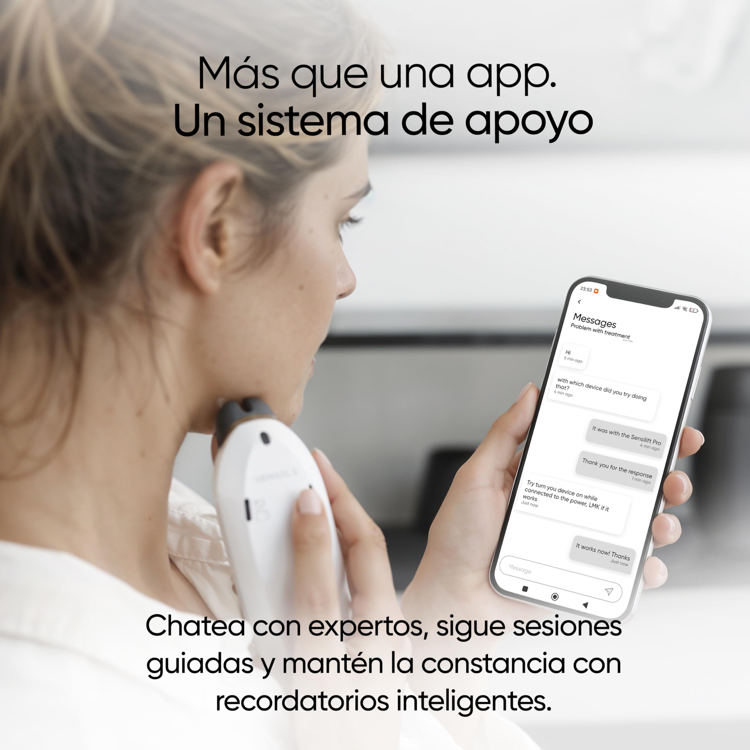 Sensica Sensilift Dispositivo de Radiofrecuencia Facial Antiedad – Aparato Reafirmante Profesional para Lifting Facial y Cuello, Antiarrugas, Tratamiento Antienvejecimiento en Casa