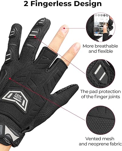 Miniatura 2 de KEMIMOTO Guantes tácticos, 2 guantes de trabajo de diseño sin dedos para actividades al aire libre, guantes de motocicleta para equitación, caza,