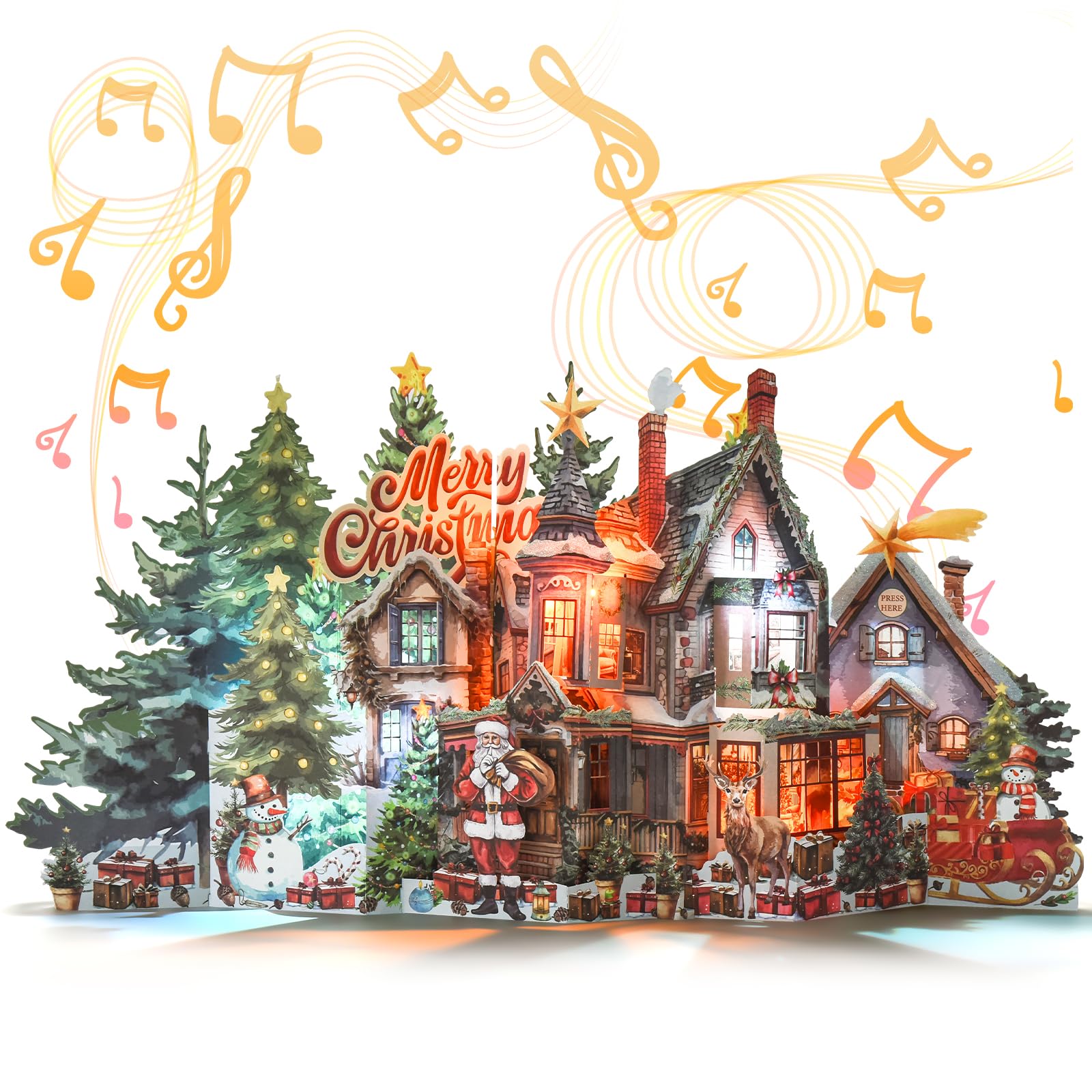 Amazon.com: TIKLANA Pop Up Christmas Card, 3D Animated House